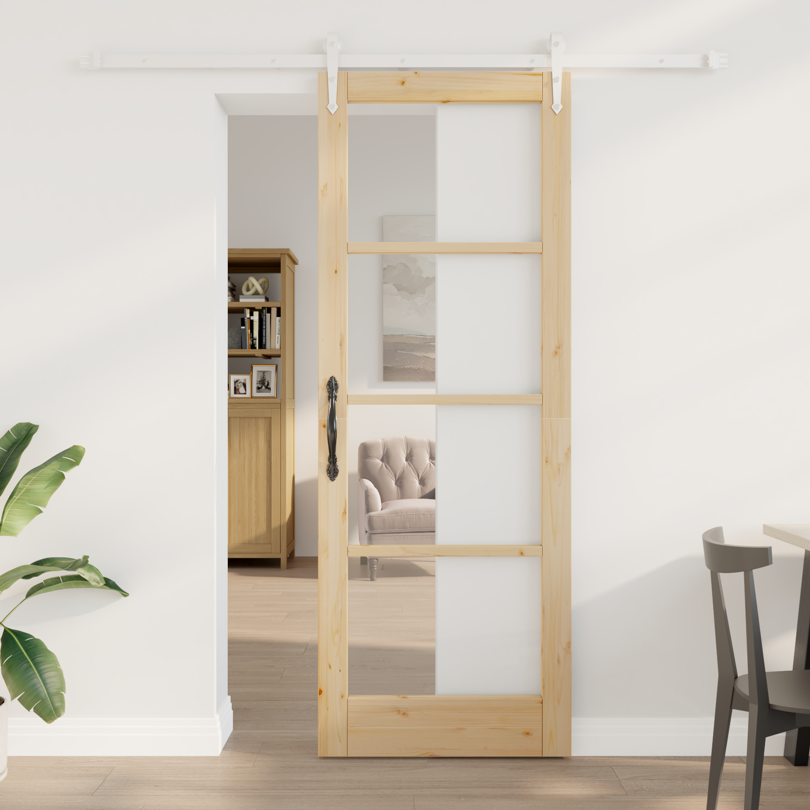 Set de uși glisante vidaXL cu hardware 78x211 cm din lemn de pin solid Set de uși glisante vidaXL cu hardware 78x211 cm din lemn de pin solid
