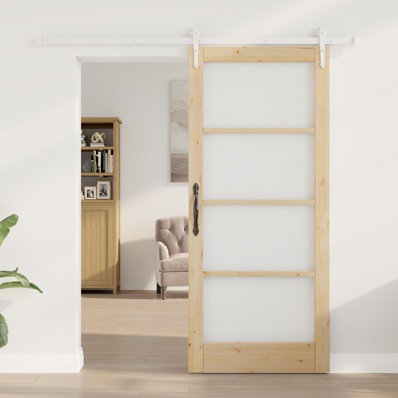 Set ușă glisantă vidaXL cu hardware 86x198.5 cm Lemn masiv din pin
