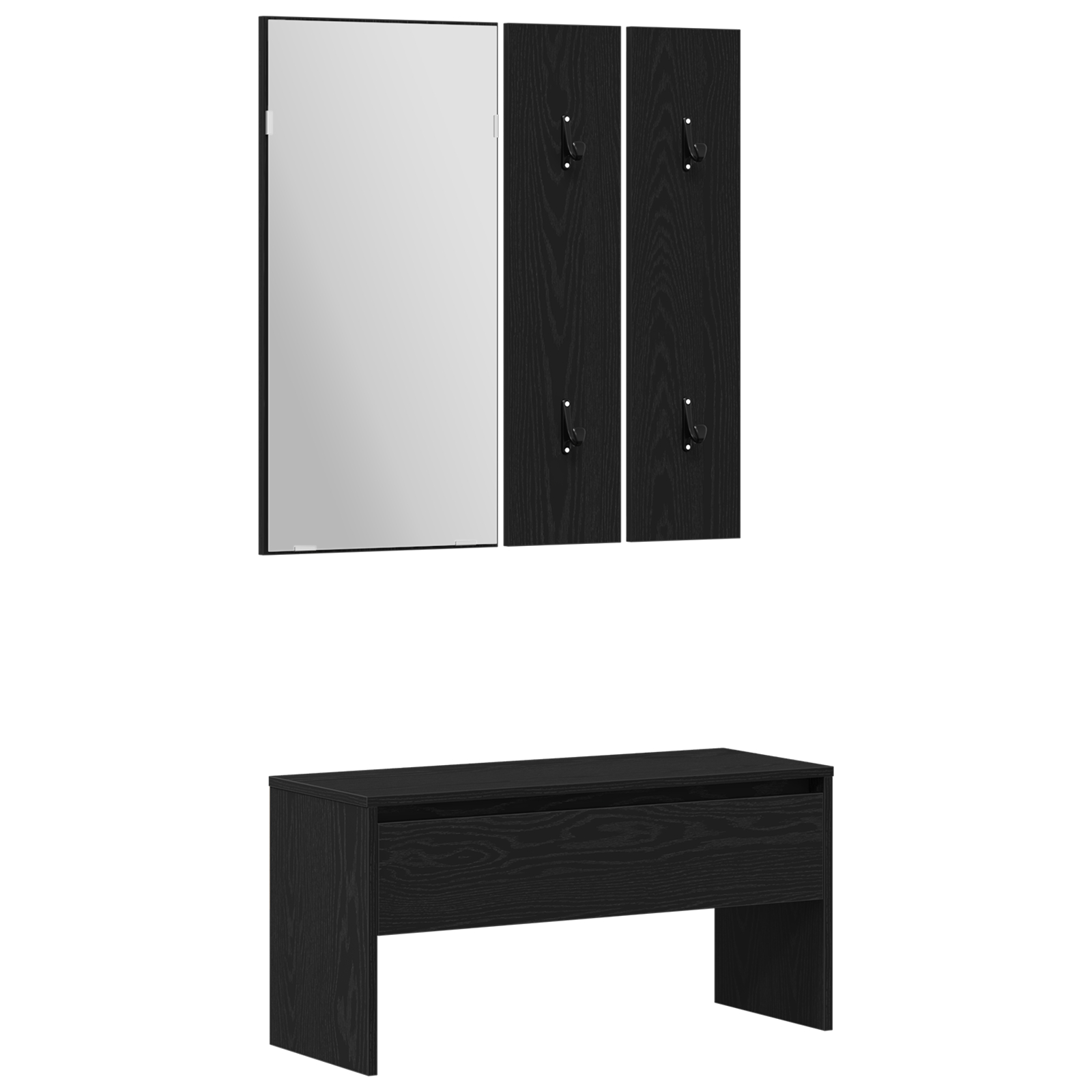 Set Mobilier pentru Hol vidaXL Lemn Ingineresc Negru Stejar Set Mobilier pentru Hol vidaXL Lemn Ingineresc Negru Stejar