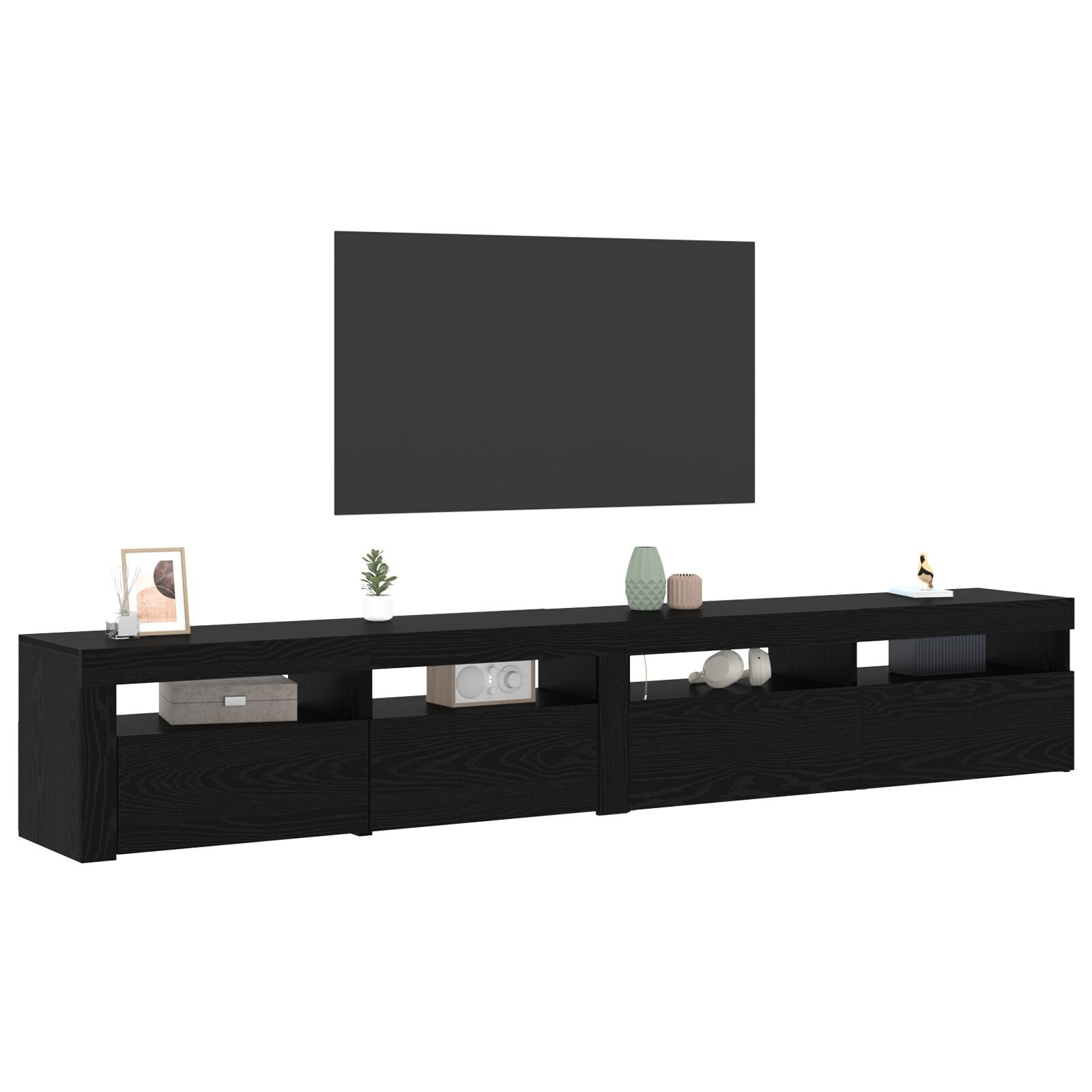 vidaXL Cabinete TV 2 buc cu lumini LED din stejar negru și lemn ingineresc