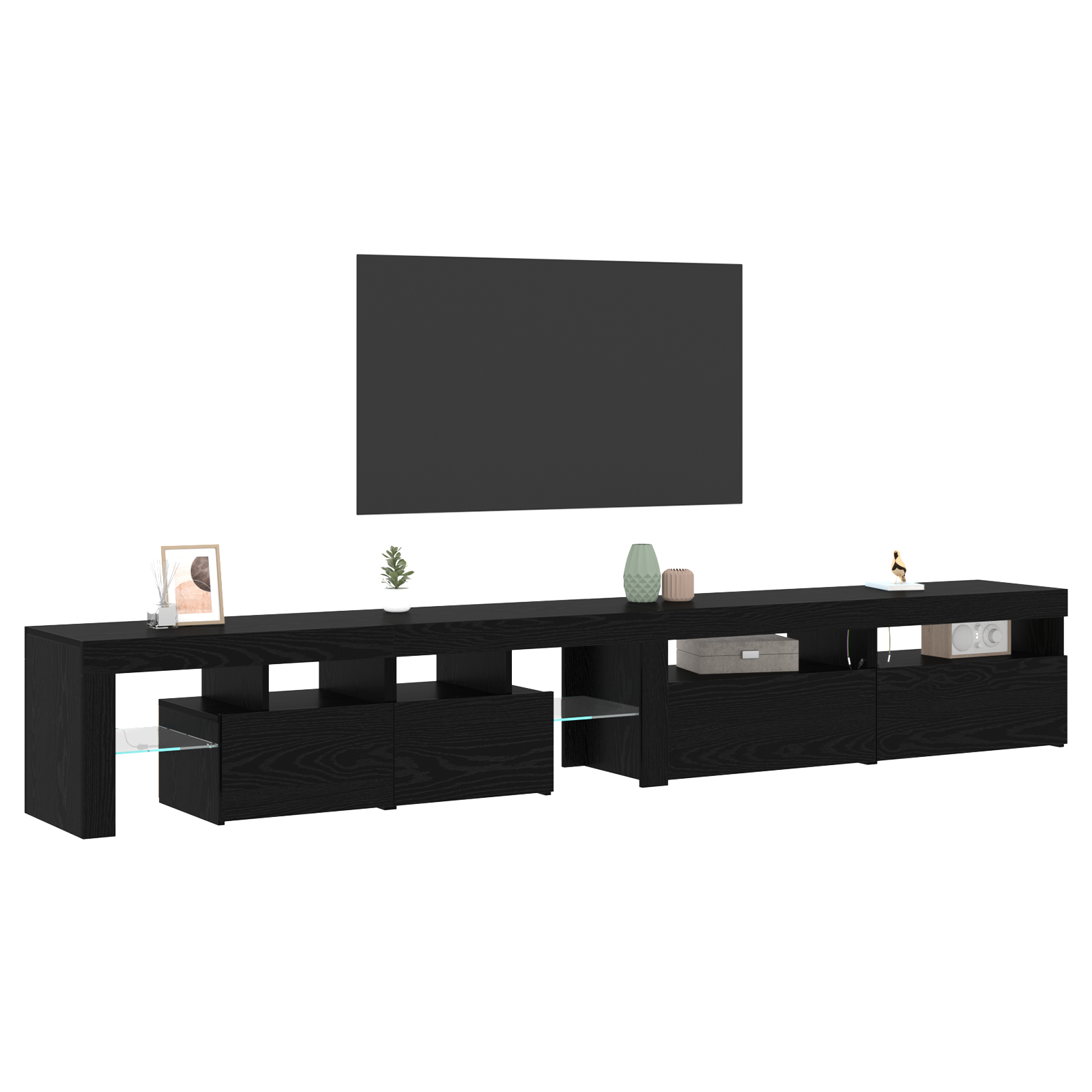 vidaXL Cabinet TV 3 pcs Stejar Negru 260 x 37 x 40 cm Lemn compozit