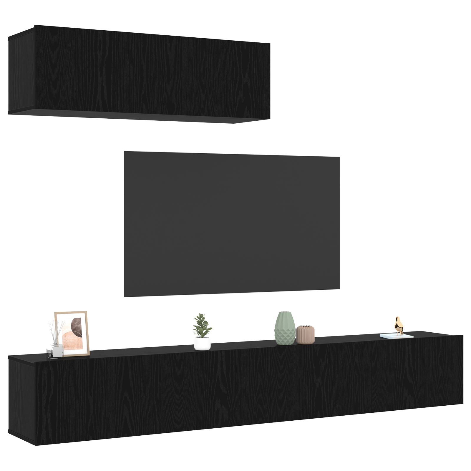 vidaXL Set Dulapuri TV Pe perete 3 pcs Stejar negru 200 x 30 x 30 cm vidaXL Set Dulapuri TV Pe perete 3 pcs Stejar negru 200 x 30 x 30 cm