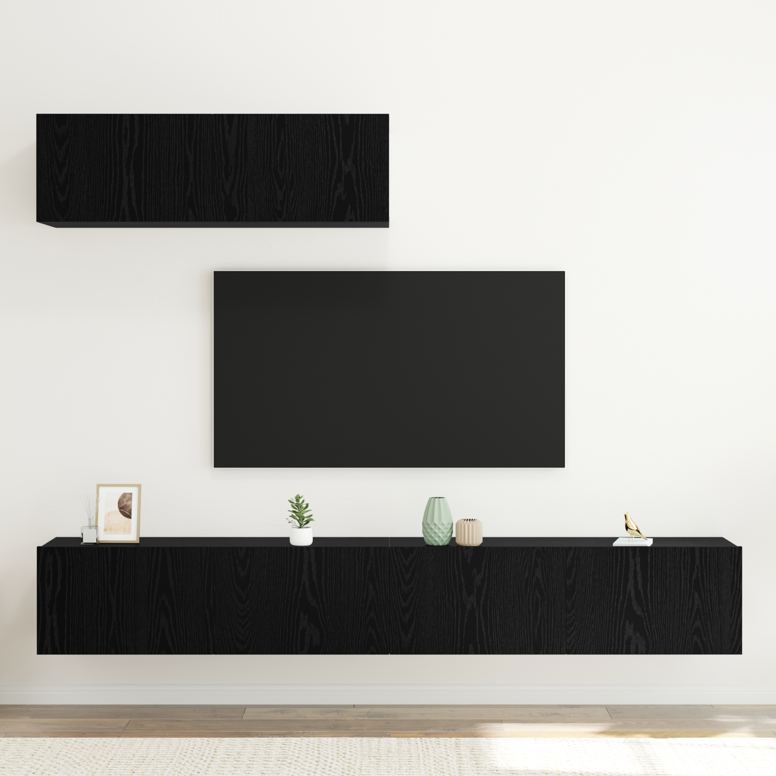 vidaXL Set Dulapuri TV Pe perete 3 pcs Stejar negru 200 x 30 x 30 cm vidaXL Set Dulapuri TV Pe perete 3 pcs Stejar negru 200 x 30 x 30 cm