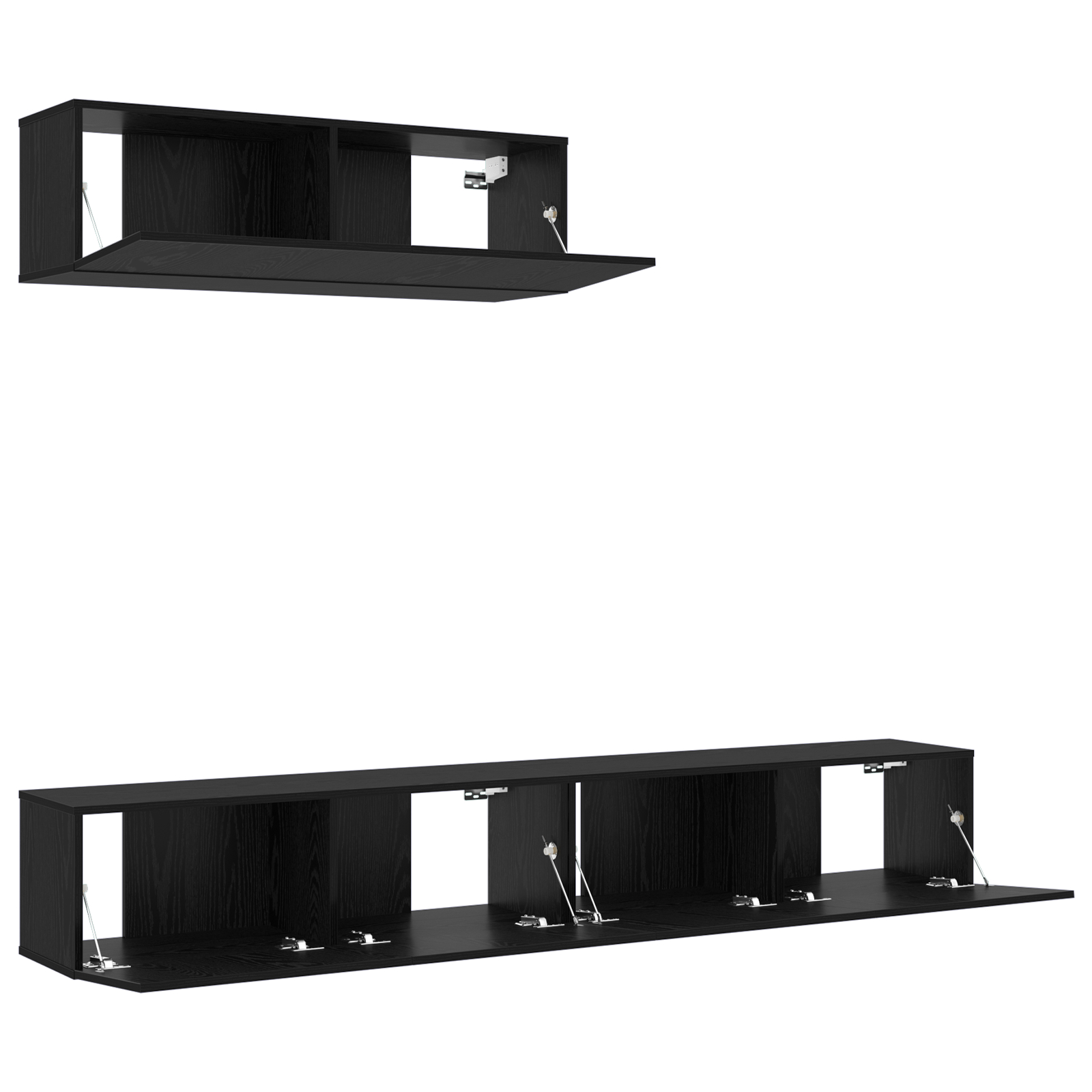 vidaXL Set Dulapuri TV Pe perete 3 pcs Stejar negru 200 x 30 x 30 cm vidaXL Set Dulapuri TV Pe perete 3 pcs Stejar negru 200 x 30 x 30 cm