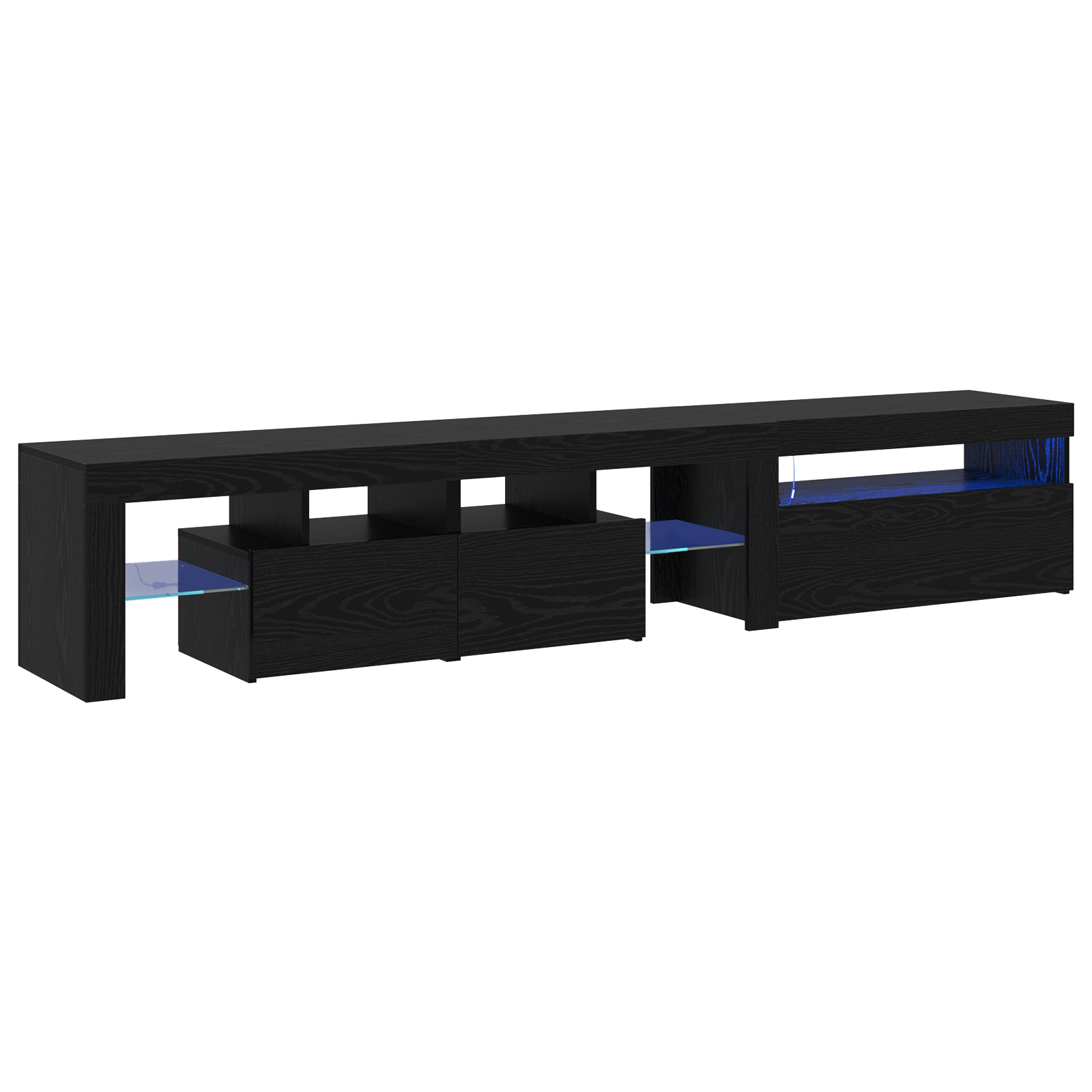 Cabinete pentru TV vidaXL 2 buc cu Lumini LED Stejar Negru Lemn Prelucrat Cabinete pentru TV vidaXL 2 buc cu Lumini LED Stejar Negru Lemn Prelucrat