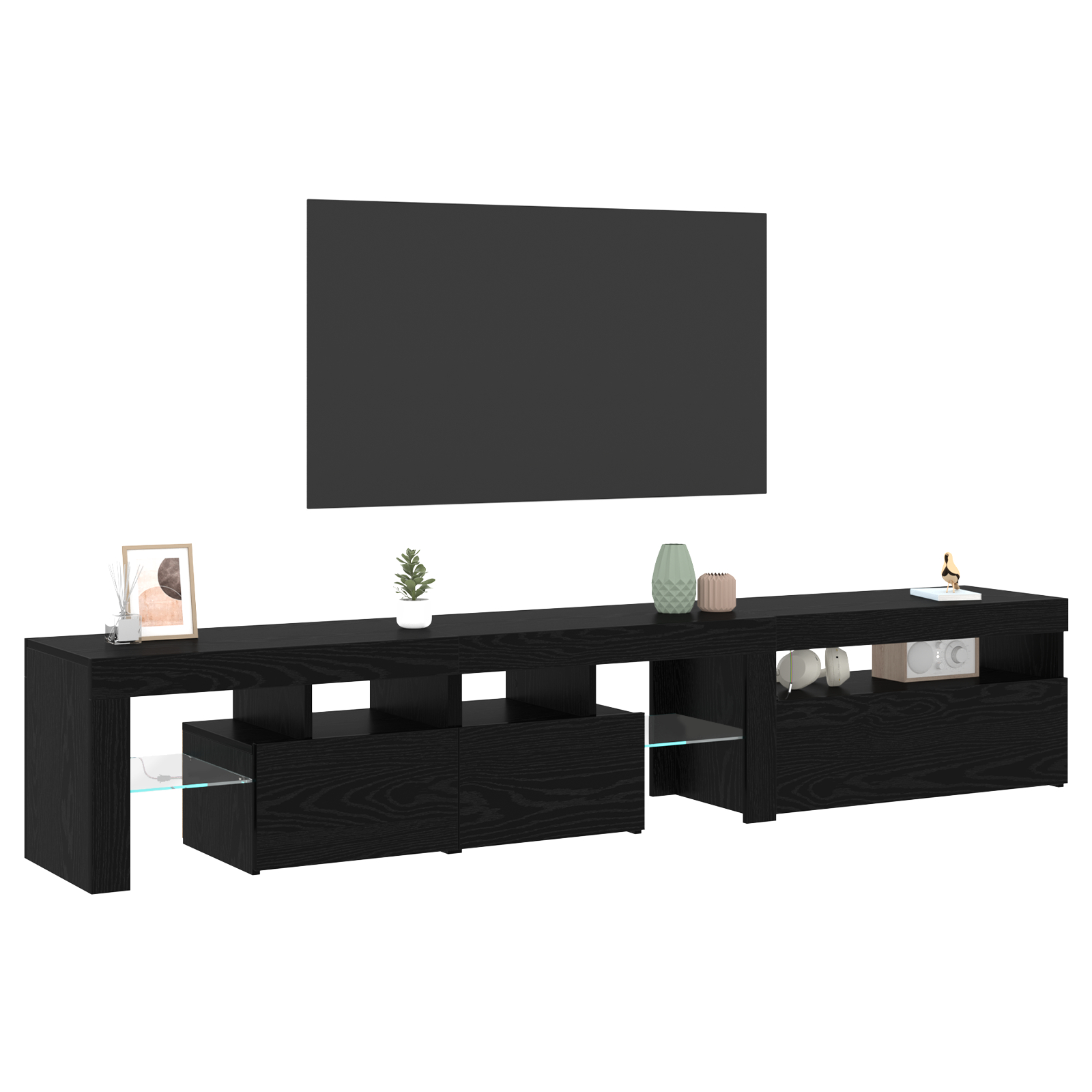 Cabinete pentru TV vidaXL 2 buc cu Lumini LED Stejar Negru Lemn Prelucrat Cabinete pentru TV vidaXL 2 buc cu Lumini LED Stejar Negru Lemn Prelucrat