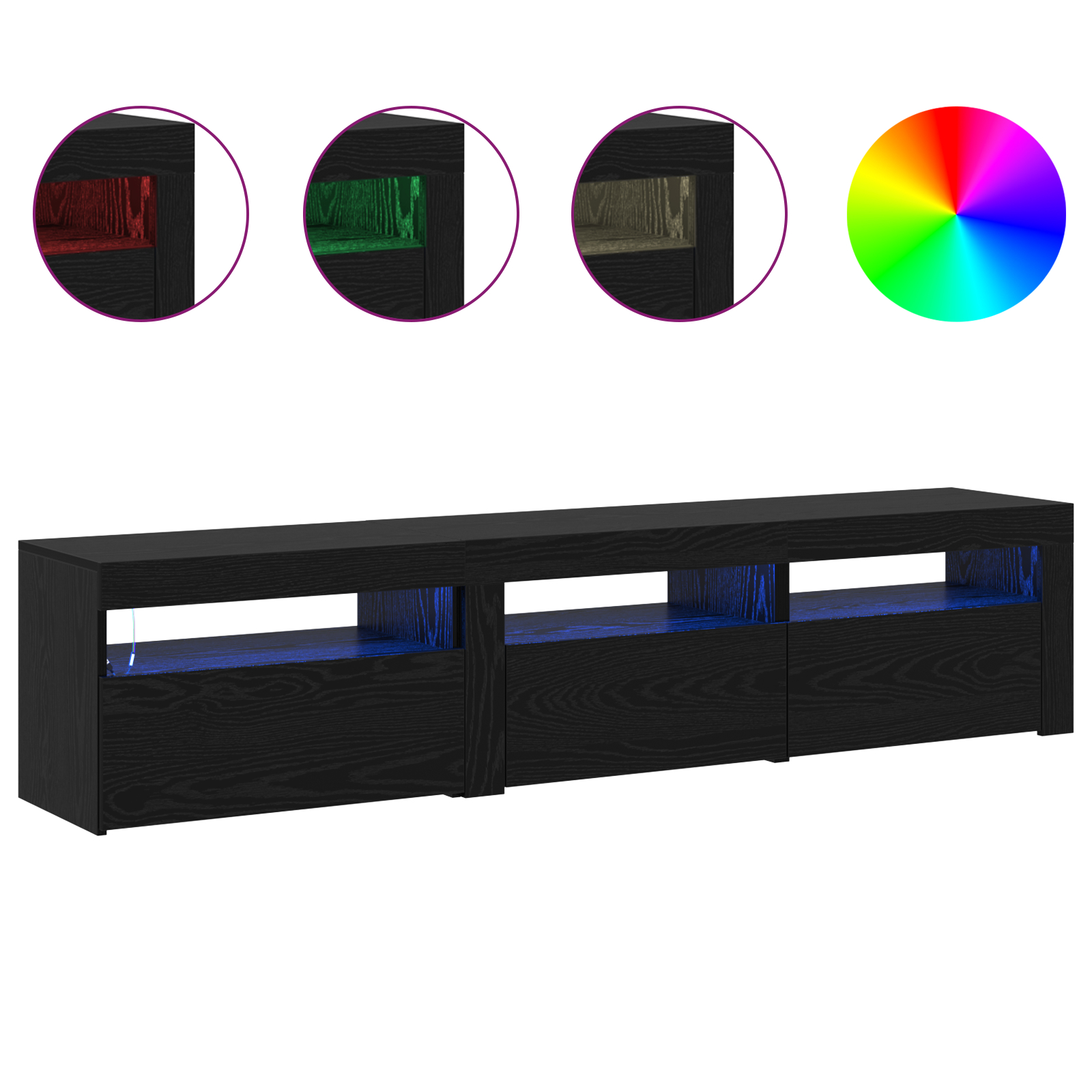 Cabinete TV vidaXL 2 pcs cu lumini LED Stejar negru Lemn prelucrat Cabinete TV vidaXL 2 pcs cu lumini LED Stejar negru Lemn prelucrat