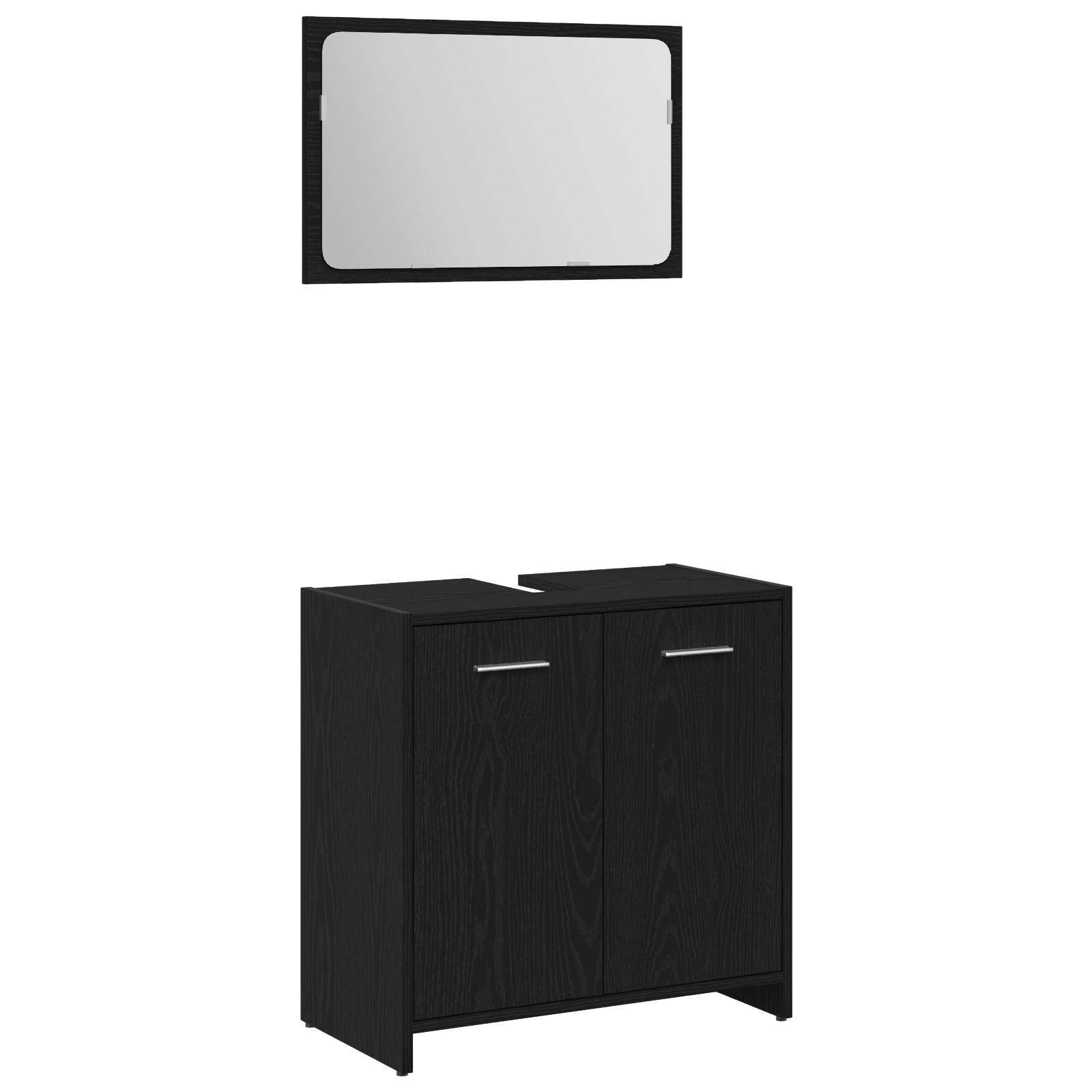 vidaXL Set Mobilier Baie Pe perete 3 pcs Stejar Negru 60 x 33 x 60 cm vidaXL Set Mobilier Baie Pe perete 3 pcs Stejar Negru 60 x 33 x 60 cm