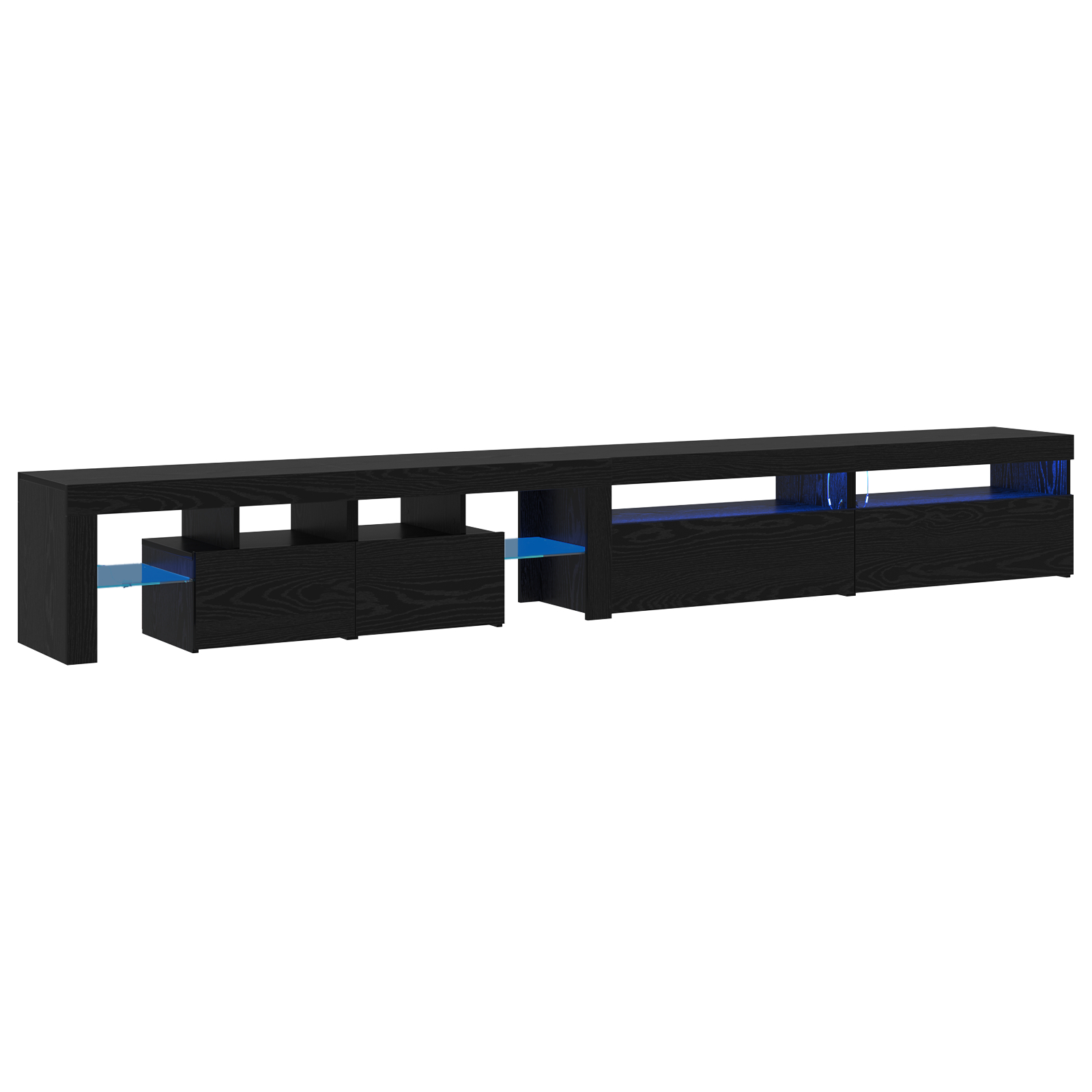 Mobilier TV vidaXL 3 pcs cu Lumini LED Negru Stejar Lemn prelucrat Mobilier TV vidaXL 3 pcs cu Lumini LED Negru Stejar Lemn prelucrat