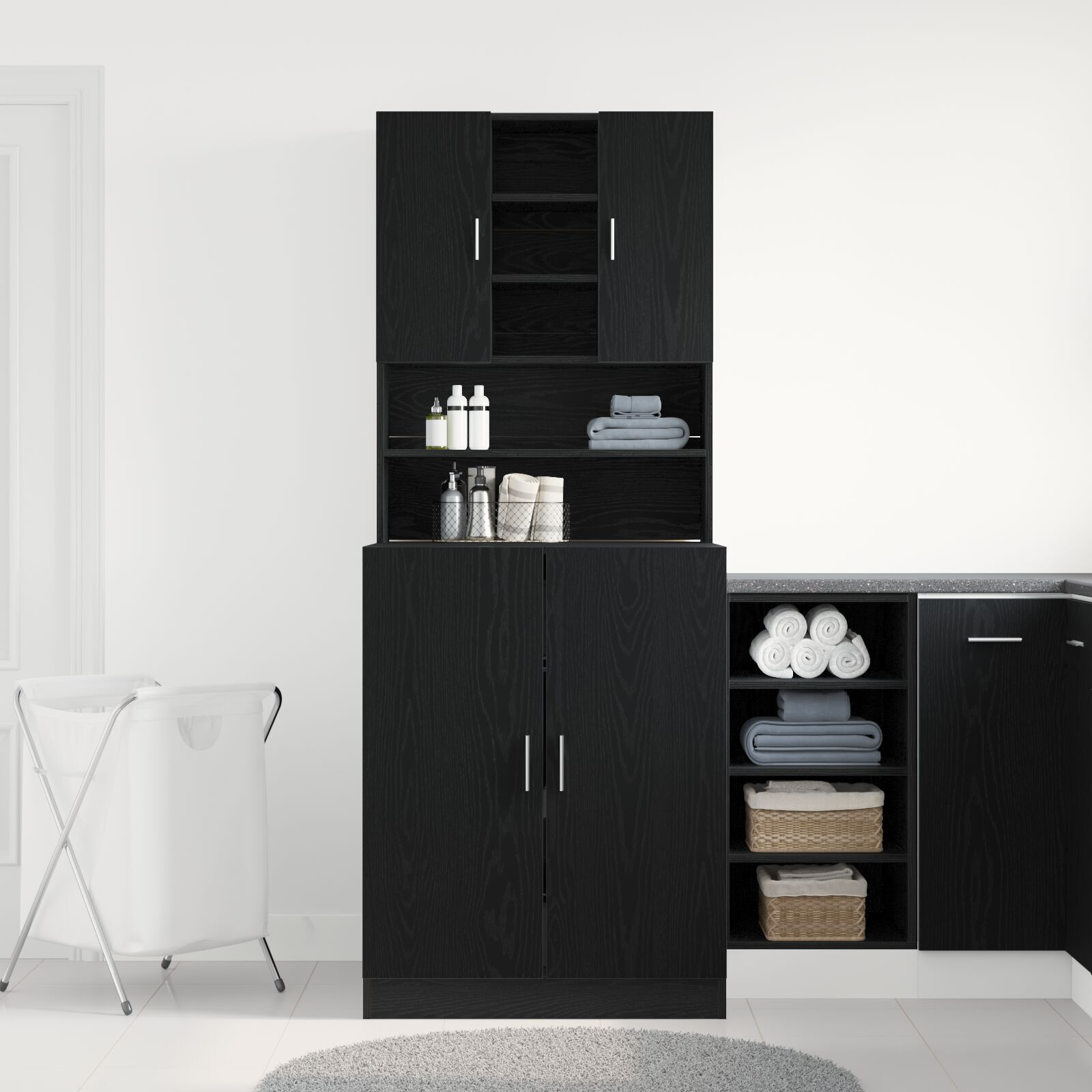 Dulapuri pentru Mașini de Spălat vidaXL 2 piese Stejar Negru 70.5x71.5x181.5 cm Lemn Ingineresc Dulapuri pentru Mașini de Spălat vidaXL 2 piese Stejar Negru 70.5x71.5x181.5 cm Lemn Ingineresc