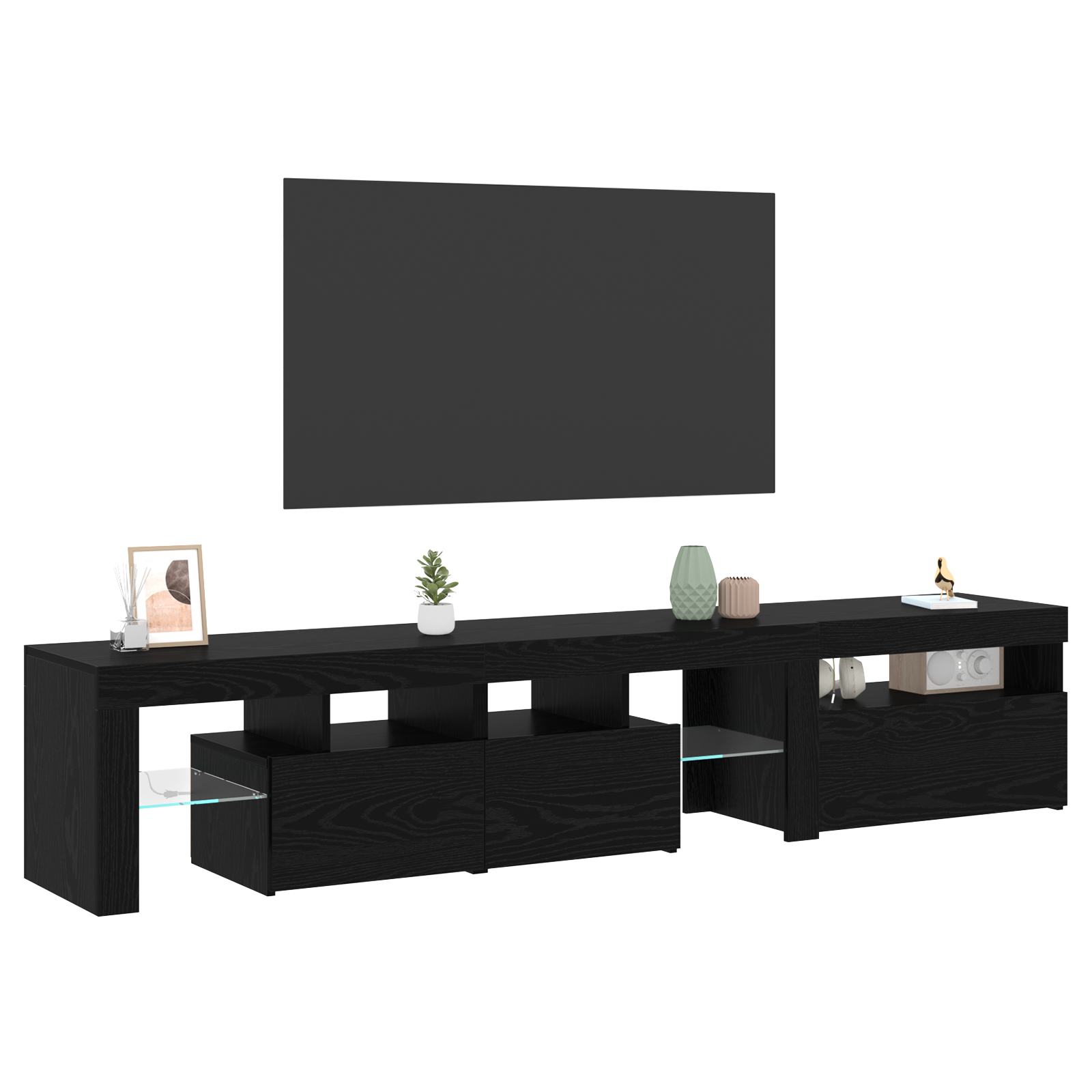 vidaXL Cabinete TV 2 piese cu Lumini LED din Stejar Negru și Lemn Ingineresc vidaXL Cabinete TV 2 piese cu Lumini LED din Stejar Negru și Lemn Ingineresc