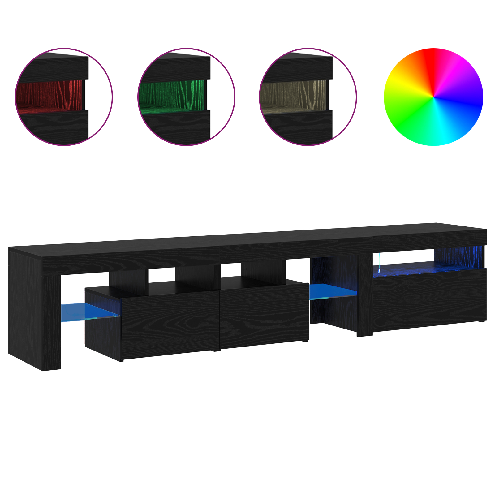vidaXL Cabinete TV 2 piese cu Lumini LED din Stejar Negru și Lemn Ingineresc vidaXL Cabinete TV 2 piese cu Lumini LED din Stejar Negru și Lemn Ingineresc
