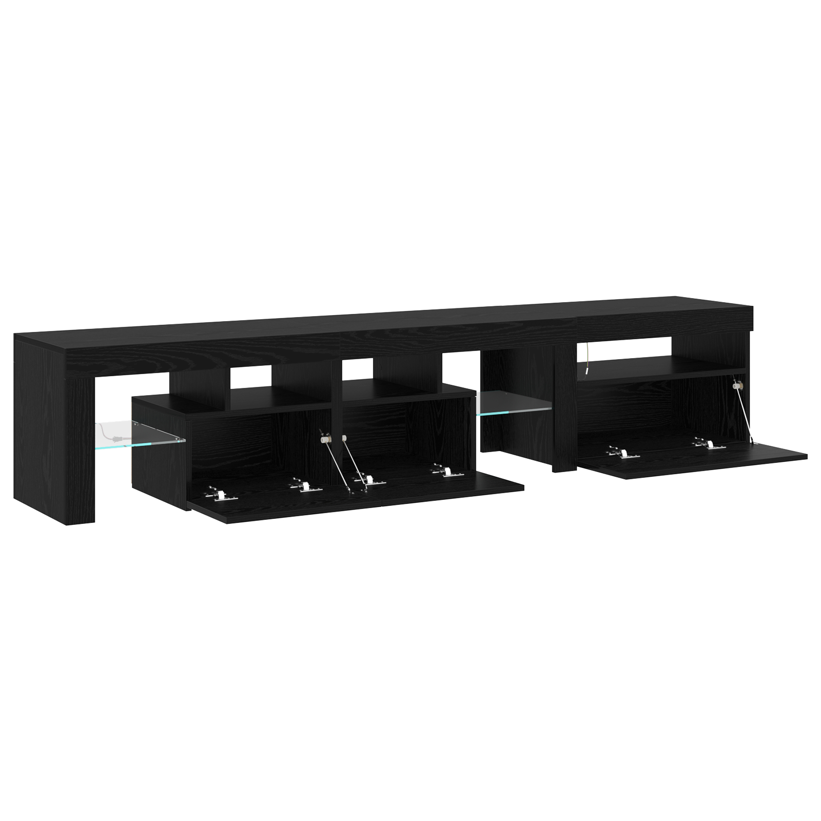 vidaXL Cabinete TV 2 piese cu Lumini LED din Stejar Negru și Lemn Ingineresc vidaXL Cabinete TV 2 piese cu Lumini LED din Stejar Negru și Lemn Ingineresc