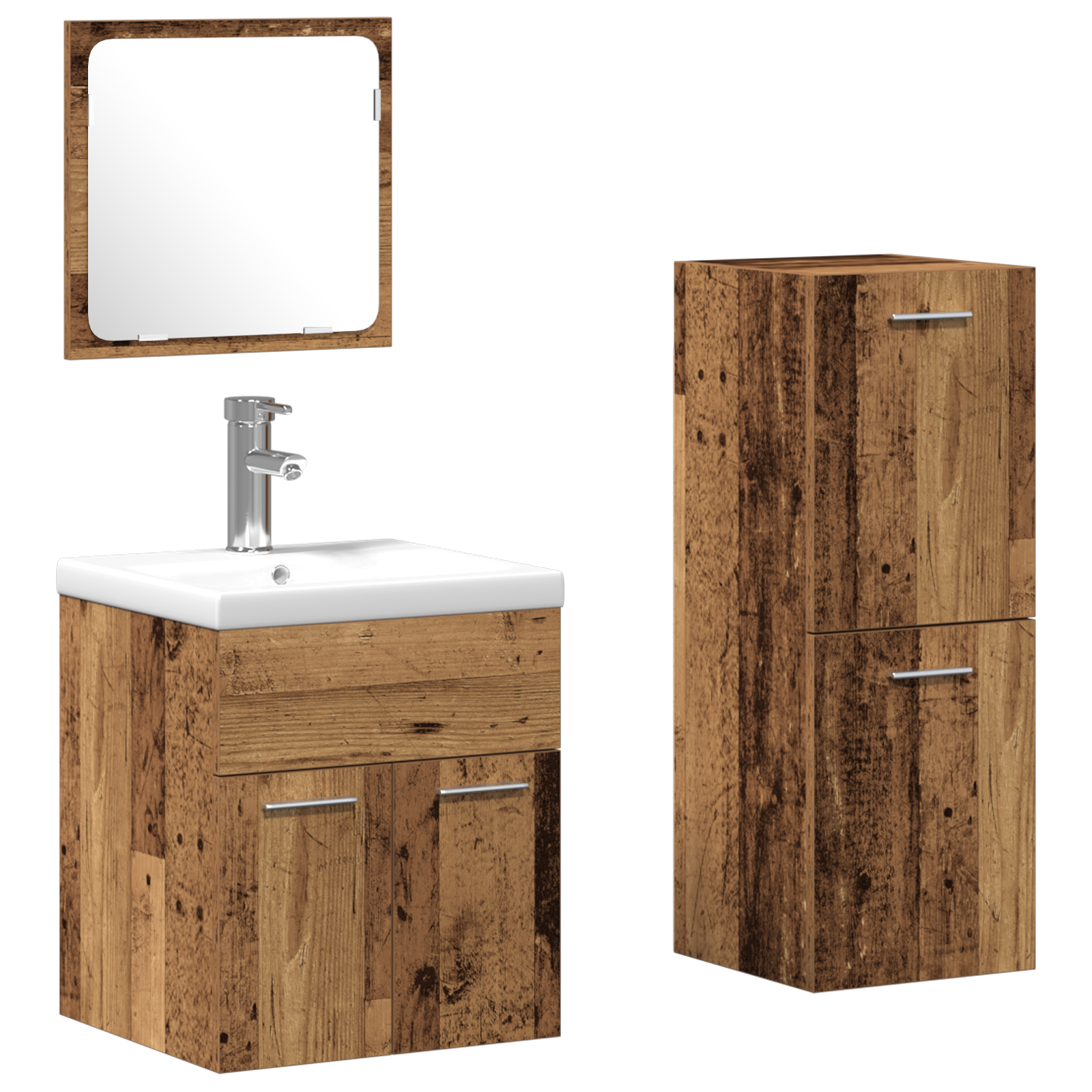 vidaXL Set de mobilier pentru baie 3 pcs Lemn Vechi 41 x 38.5 x 46 cm vidaXL Set de mobilier pentru baie 3 pcs Lemn Vechi 41 x 38.5 x 46 cm