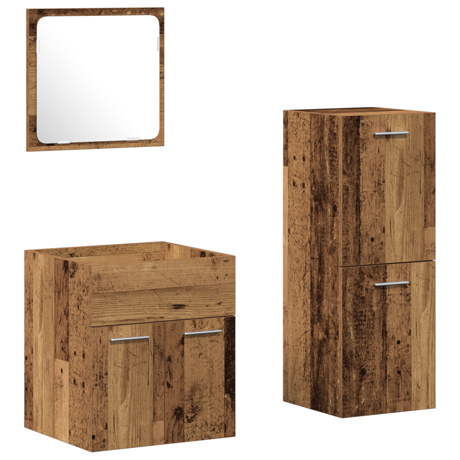 vidaXL Set de mobilier pentru baie 3 pcs Lemn Vechi 41 x 38.5 x 46 cm vidaXL Set de mobilier pentru baie 3 pcs Lemn Vechi 41 x 38.5 x 46 cm