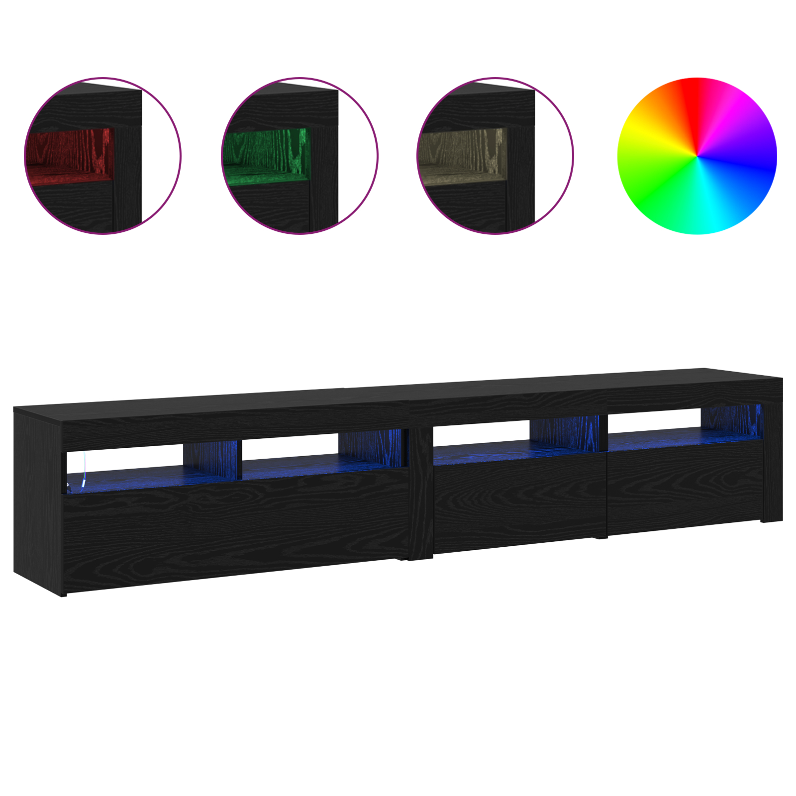 vidaXL Cabinete TV 2 buc cu lumini LED din lemn ingineresc de stejar negru vidaXL Cabinete TV 2 buc cu lumini LED din lemn ingineresc de stejar negru