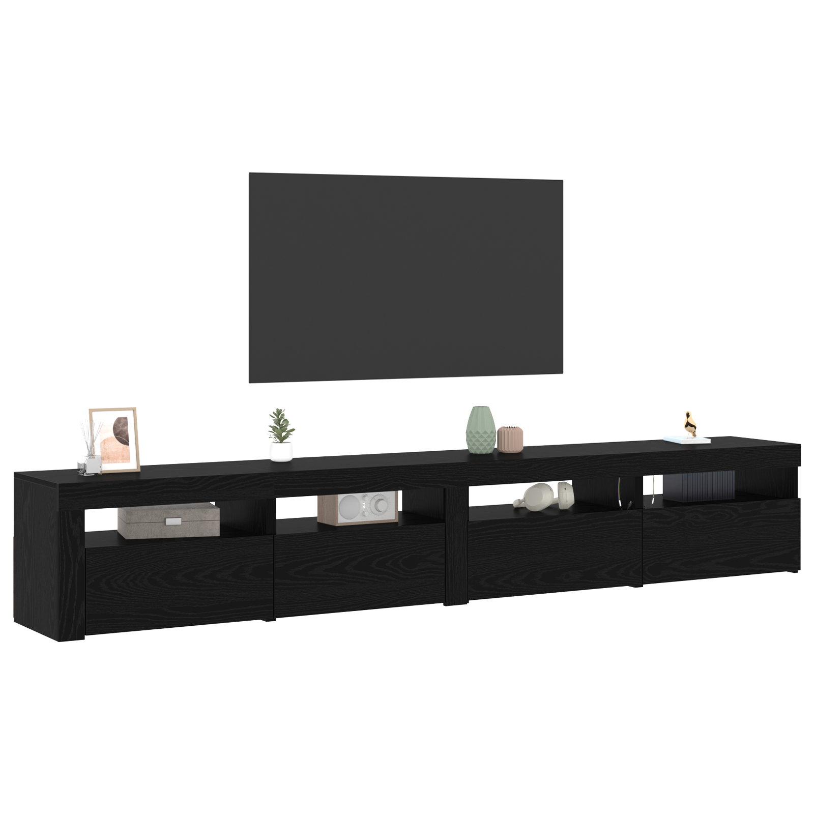 Set Cabinet TV vidaXL 3 Piese cu Luminile LED Stejar Negru Lemn Stratificat Set Cabinet TV vidaXL 3 Piese cu Luminile LED Stejar Negru Lemn Stratificat