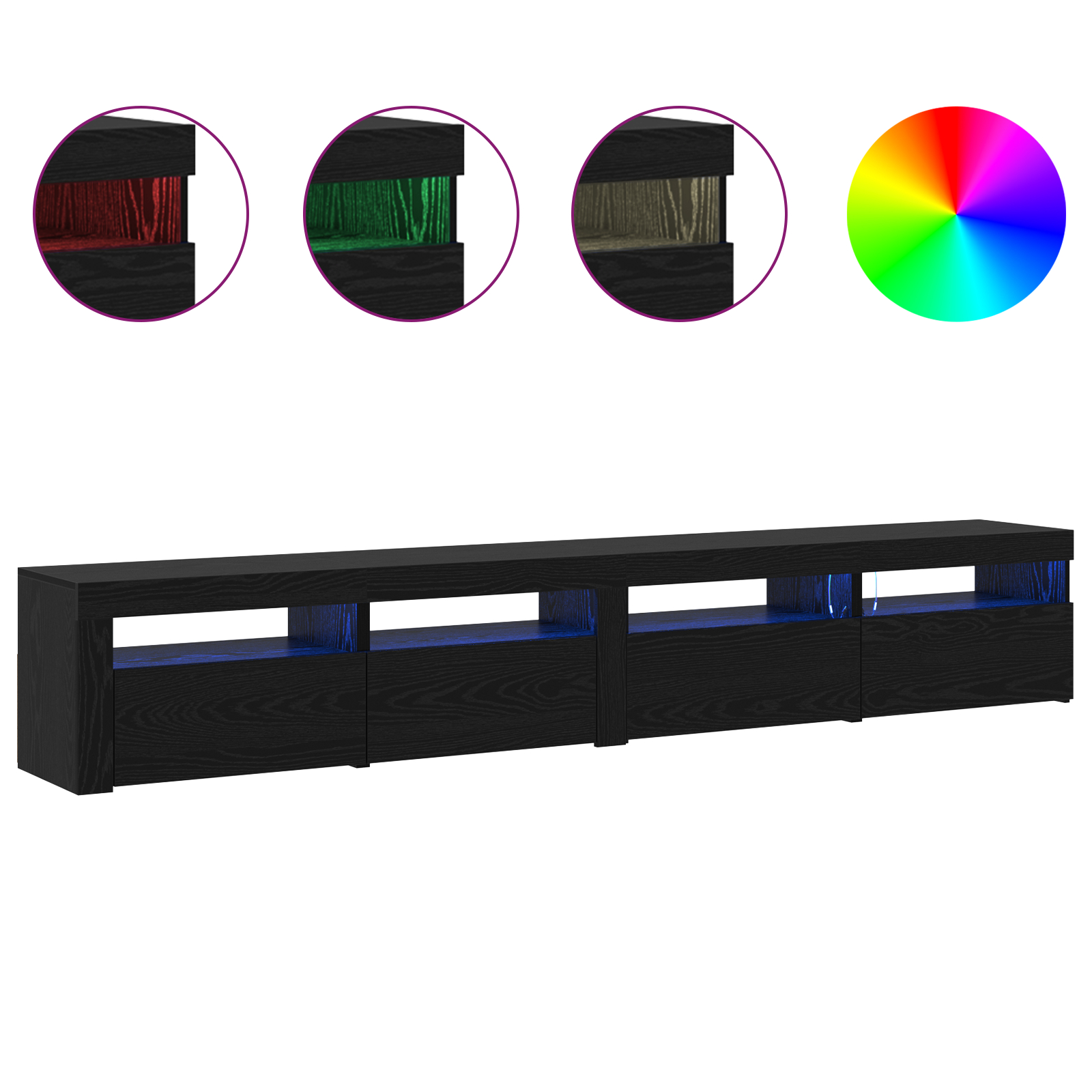Set Cabinet TV vidaXL 3 Piese cu Luminile LED Stejar Negru Lemn Stratificat Set Cabinet TV vidaXL 3 Piese cu Luminile LED Stejar Negru Lemn Stratificat