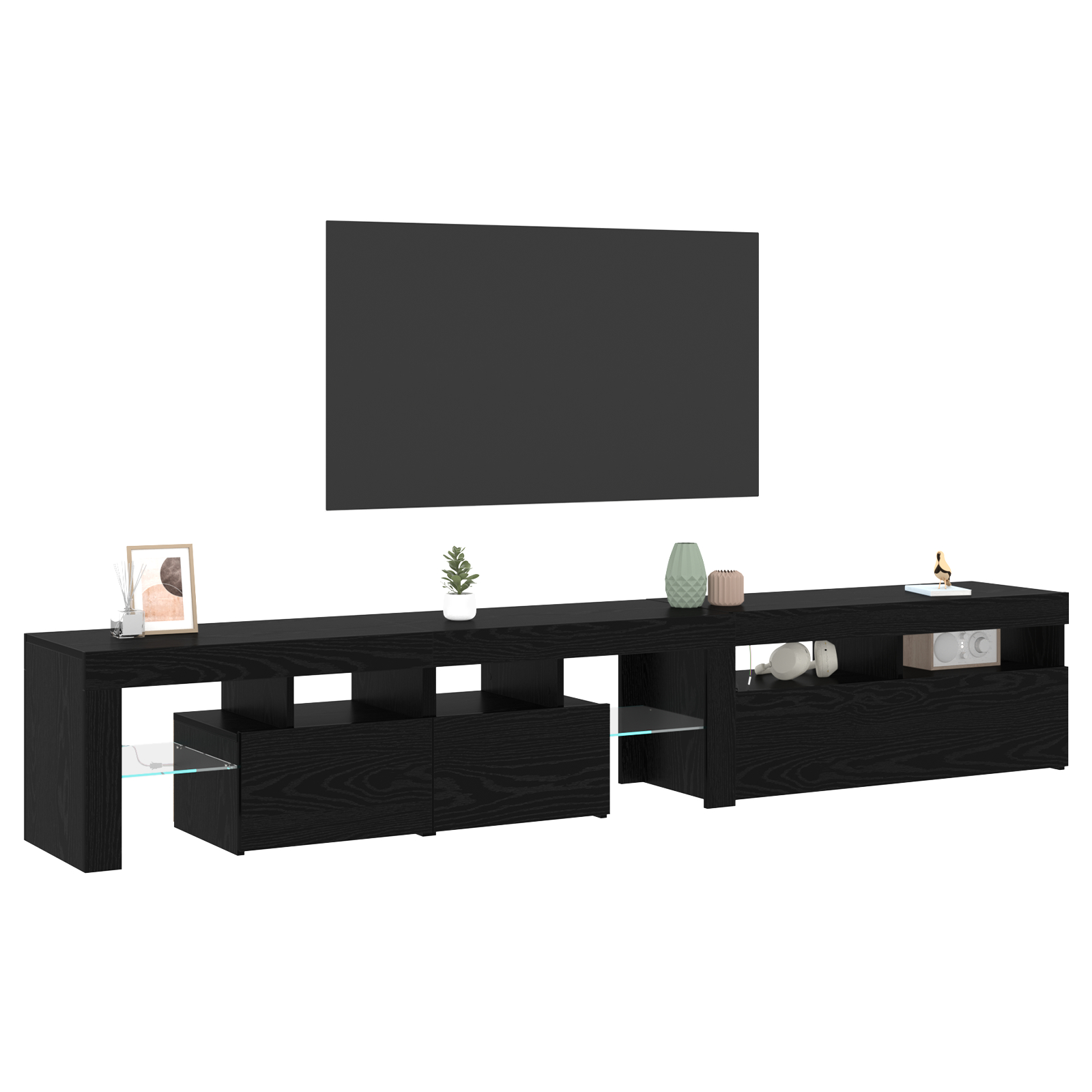 Cabinete TV vidaXL 2 pcs cu LED-uri Stejar Negru Lemn Ingineresc Cabinete TV vidaXL 2 pcs cu LED-uri Stejar Negru Lemn Ingineresc