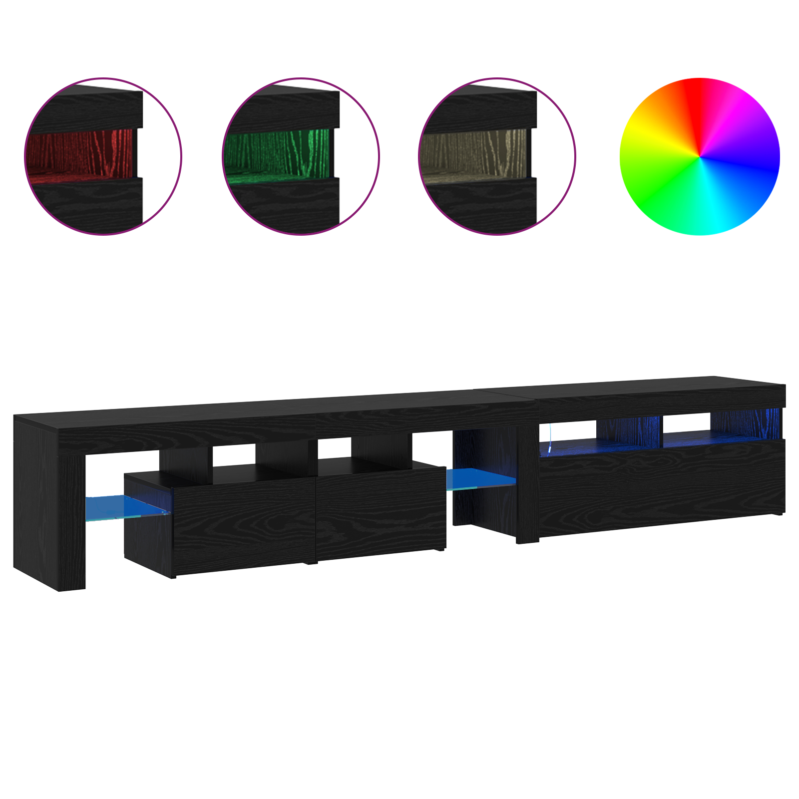 Cabinete TV vidaXL 2 pcs cu LED-uri Stejar Negru Lemn Ingineresc Cabinete TV vidaXL 2 pcs cu LED-uri Stejar Negru Lemn Ingineresc