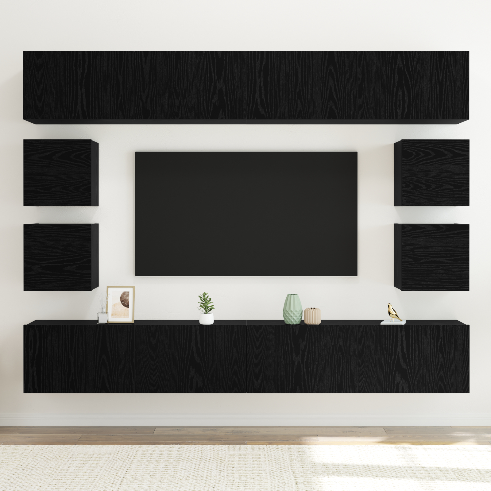 vidaXL Set comodă TV 8 pcs Stejar negru 100 x 30 x 30 cm Lemn compozit vidaXL Set comodă TV 8 pcs Stejar negru 100 x 30 x 30 cm Lemn compozit