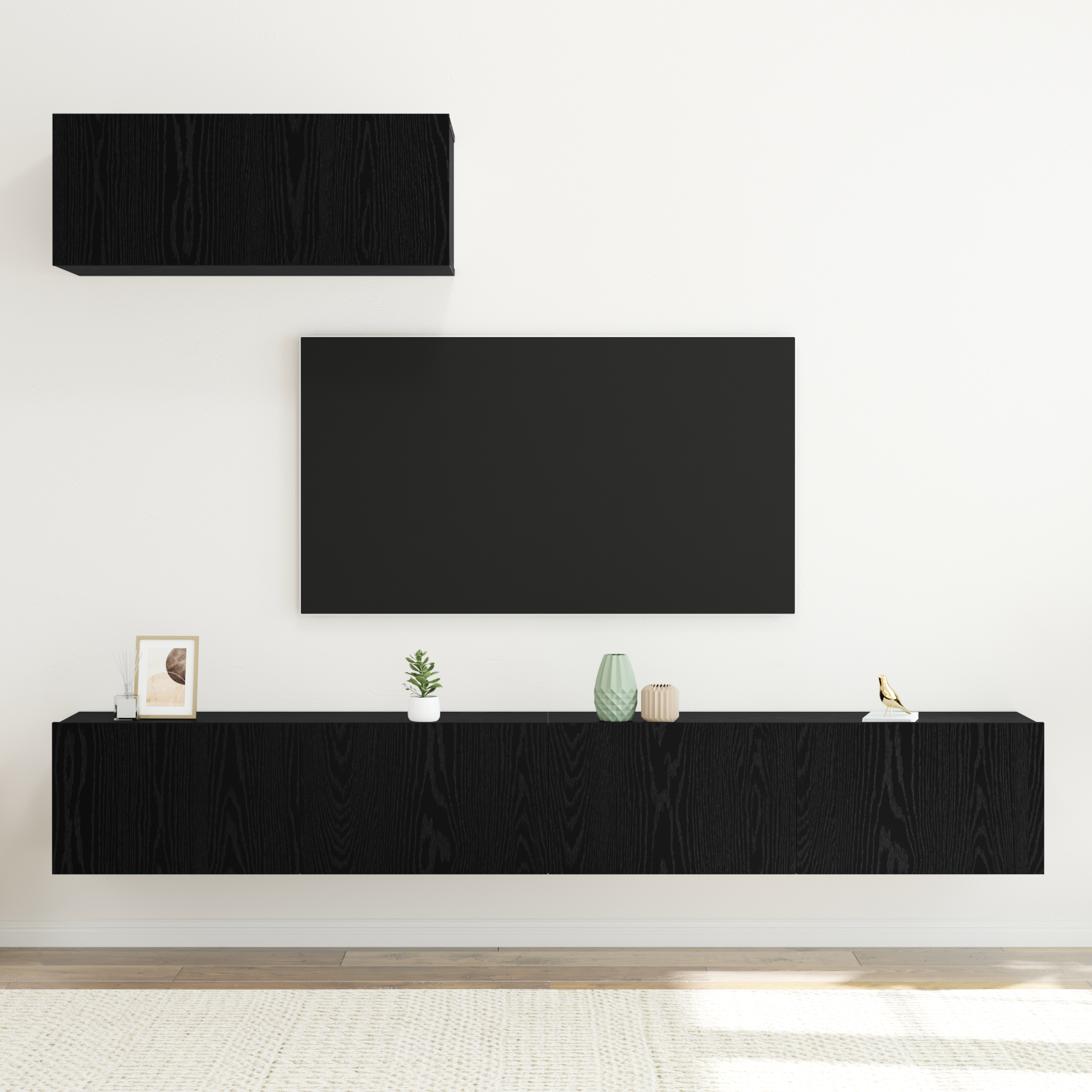 vidaXL Set de 3 piese pentru televizor, Montat pe perete, Lemn de stejar negru