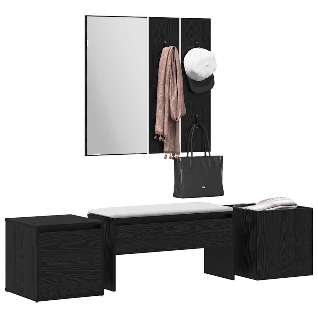 vidaXL Set mobilier hol cu sertar 6 pcs Stejar negru 80 x 31 x 40 cm