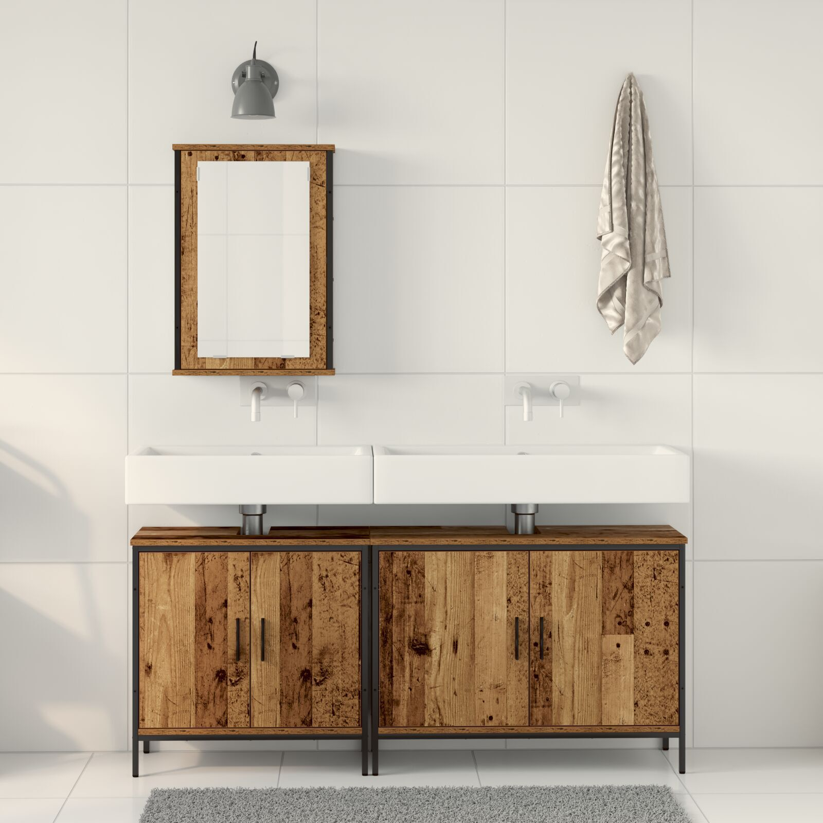vidaXL Set de mobilier pentru baie cu ușă 3 pcs Maro 80 x 30 x 60 cm vidaXL Set de mobilier pentru baie cu ușă 3 pcs Maro 80 x 30 x 60 cm