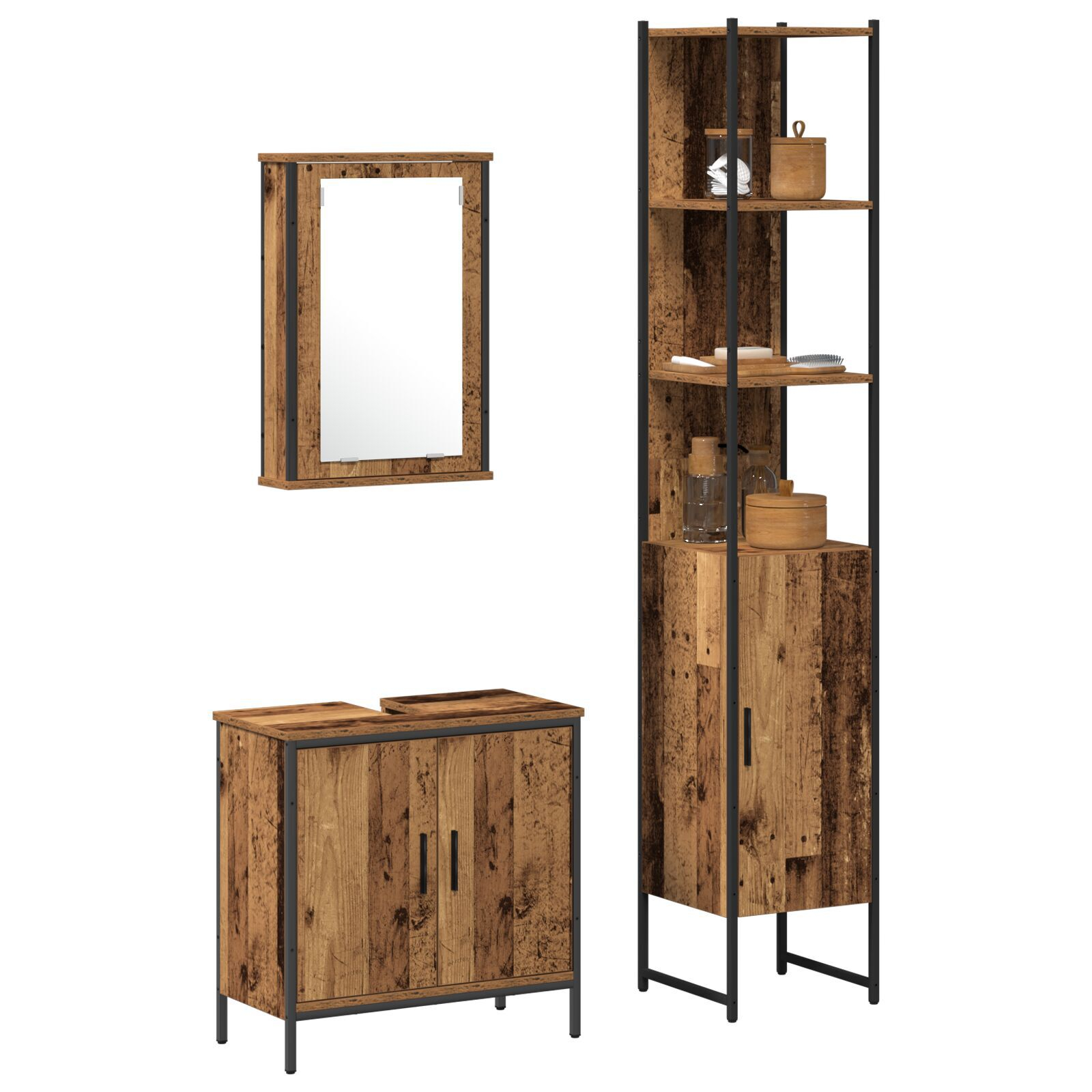 vidaXL Set de mobilier pentru baie 3 pcs Maro 33 x 33 x 185.5 cm vidaXL Set de mobilier pentru baie 3 pcs Maro 33 x 33 x 185.5 cm