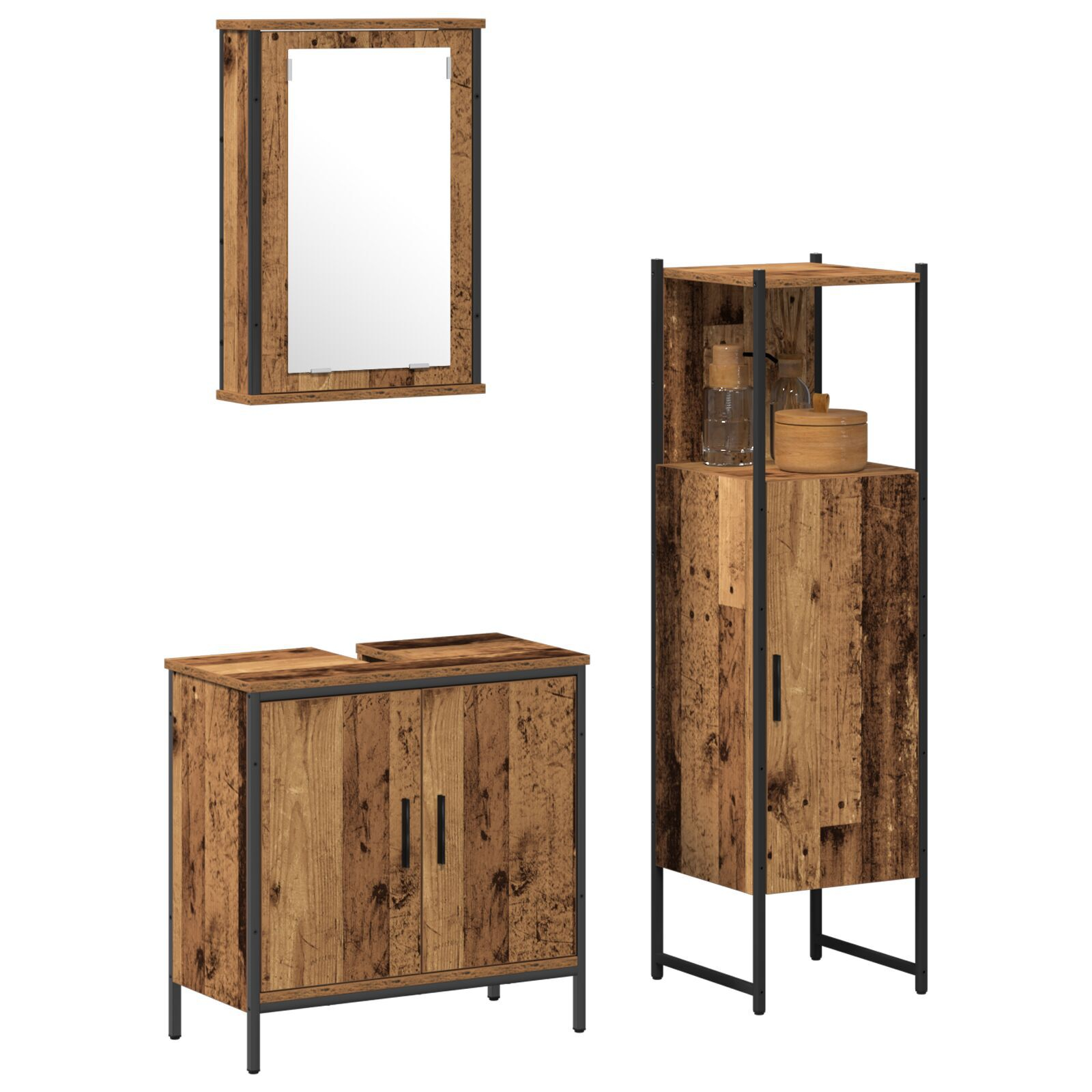 vidaXL Set de mobilier pentru baie 3 pcs Maro 33 x 33 x 120.5 cm vidaXL Set de mobilier pentru baie 3 pcs Maro 33 x 33 x 120.5 cm
