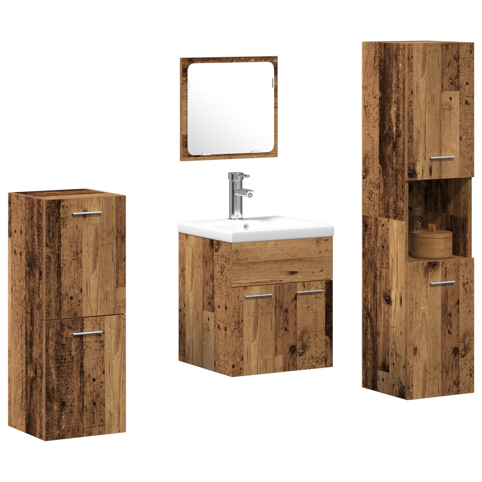 vidaXL Set de Mobilă pentru Baie 4 pcs Lemn Vechi 30 x 30 x 130 cm vidaXL Set de Mobilă pentru Baie 4 pcs Lemn Vechi 30 x 30 x 130 cm
