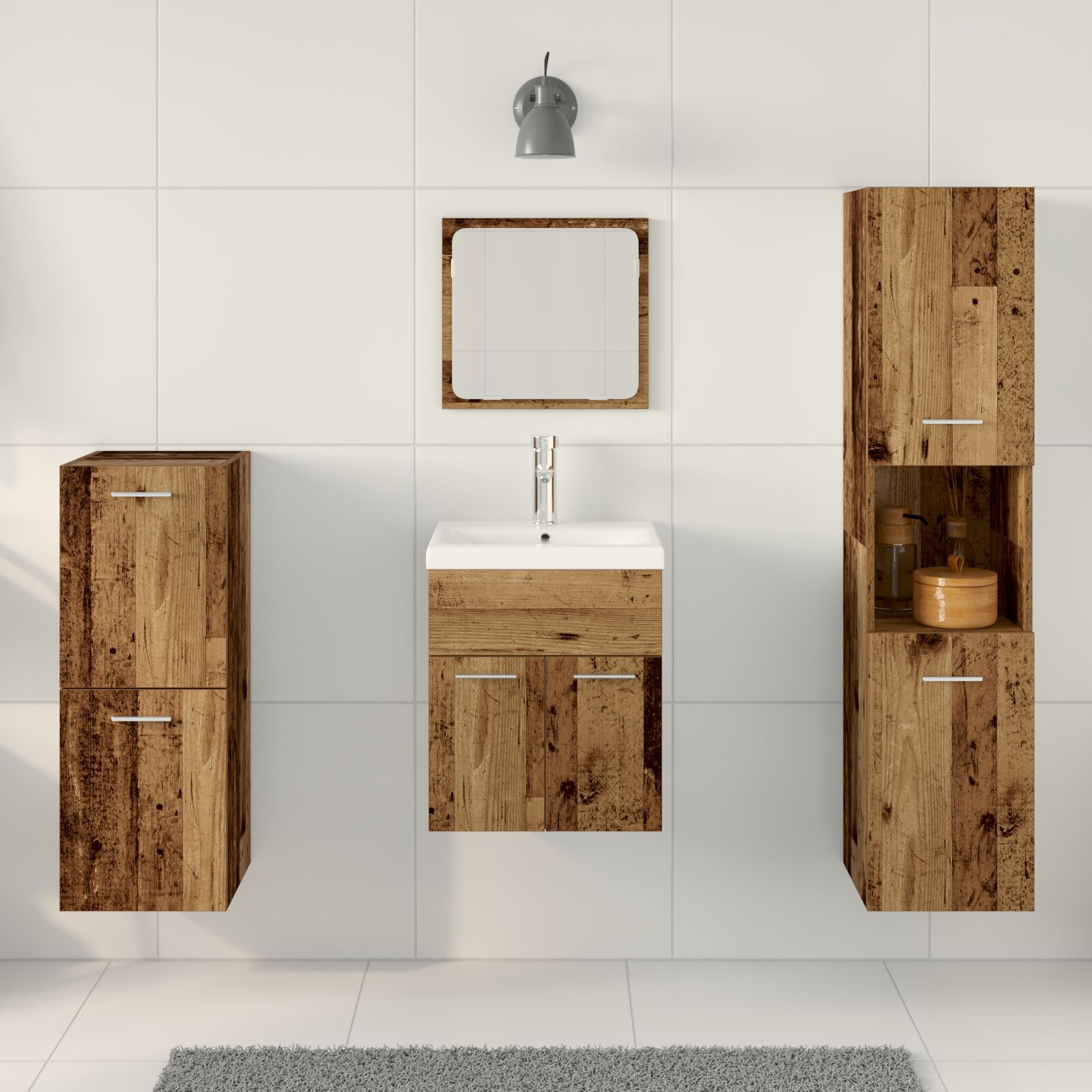 vidaXL Set de Mobilă pentru Baie 4 pcs Lemn Vechi 30 x 30 x 130 cm vidaXL Set de Mobilă pentru Baie 4 pcs Lemn Vechi 30 x 30 x 130 cm