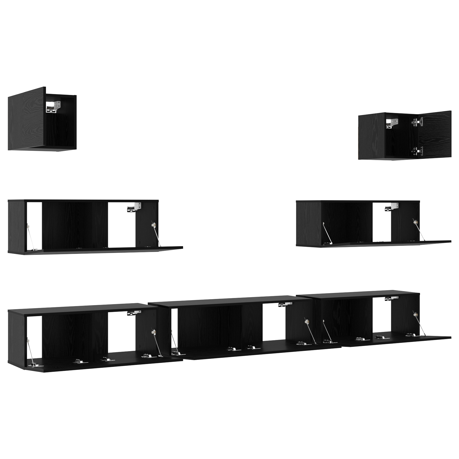 vidaXL Set Dulap TV 7 pcs Stejar negru 100 x 30 x 30 cm Lemn compozit vidaXL Set Dulap TV 7 pcs Stejar negru 100 x 30 x 30 cm Lemn compozit