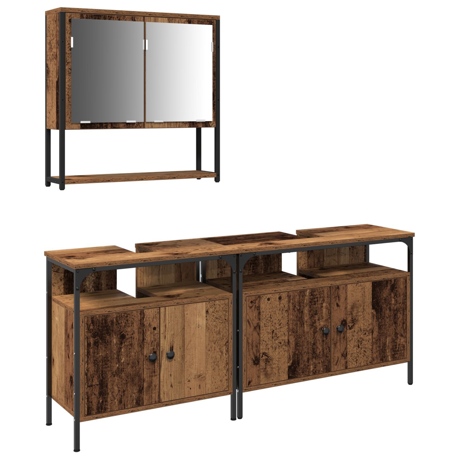 vidaXL Cabinet pentru chiuvetă de baie cu bazin din lemn vechi vidaXL Cabinet pentru chiuvetă de baie cu bazin din lemn vechi
