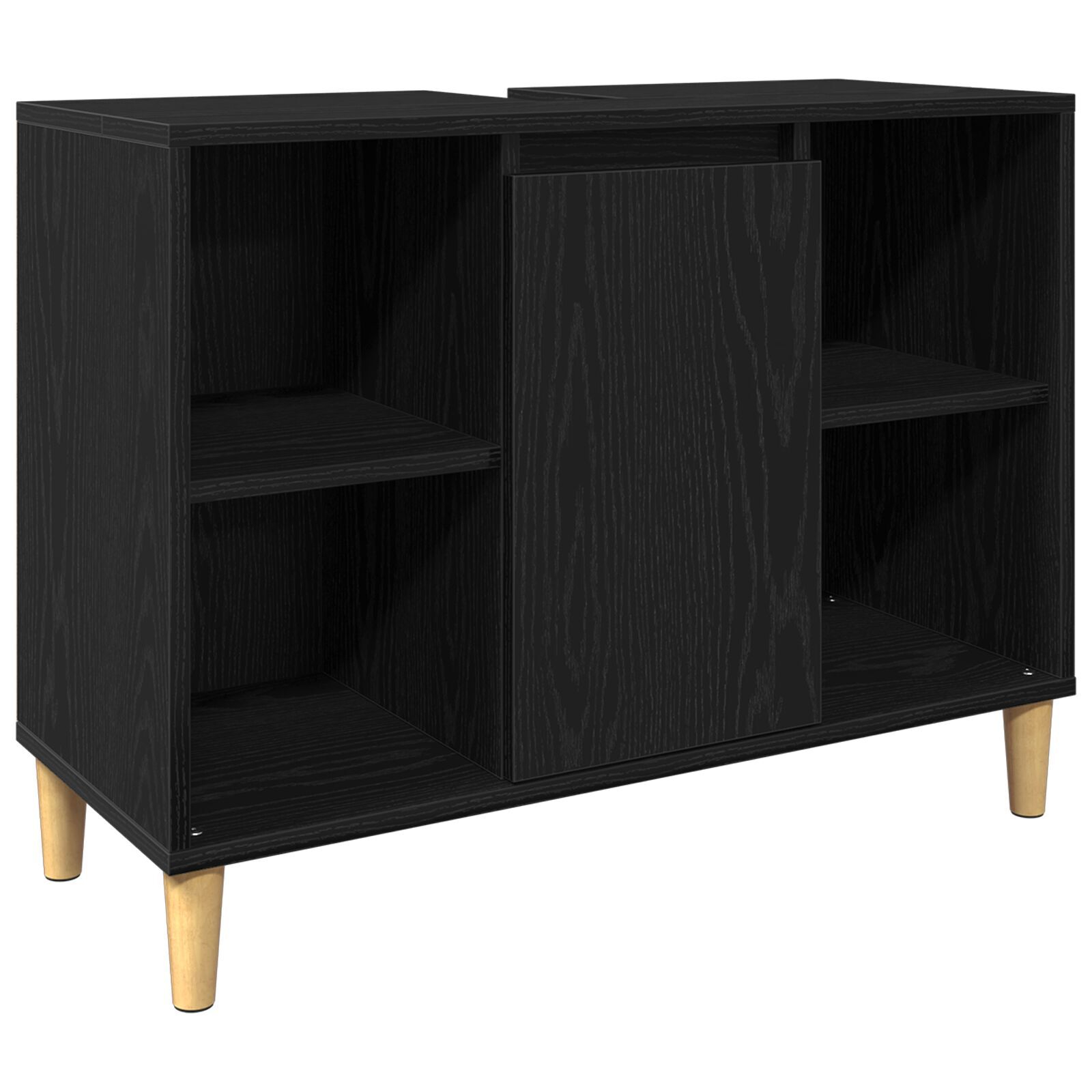 Set mobilier baie vidaXL 3 piese stejar negru lemn prelucrat Set mobilier baie vidaXL 3 piese stejar negru lemn prelucrat