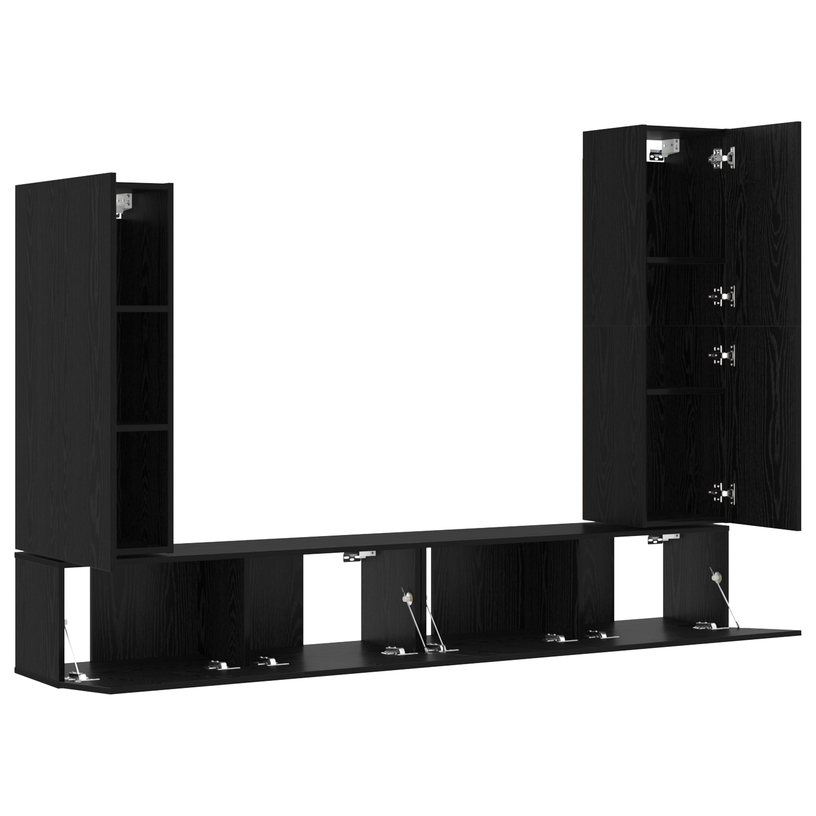 vidaXL Set comodă TV Pe perete 4 pcs Stejar negru 30.5 x 30 x 110 cm vidaXL Set comodă TV Pe perete 4 pcs Stejar negru 30.5 x 30 x 110 cm