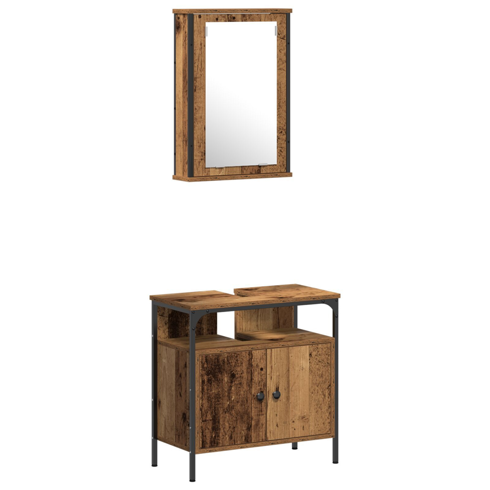 vidaXL Set de mobilier pentru baie 4 pcs Lemn vechi 33 x 33 x 185.5 cm