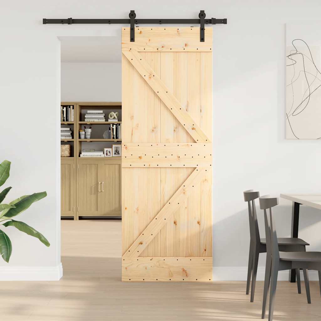 vidaXL Ușă glisantă cu set de feronerie 70x210 cm, lemn masiv de pin vidaXL Ușă glisantă cu set de feronerie 70x210 cm, lemn masiv de pin