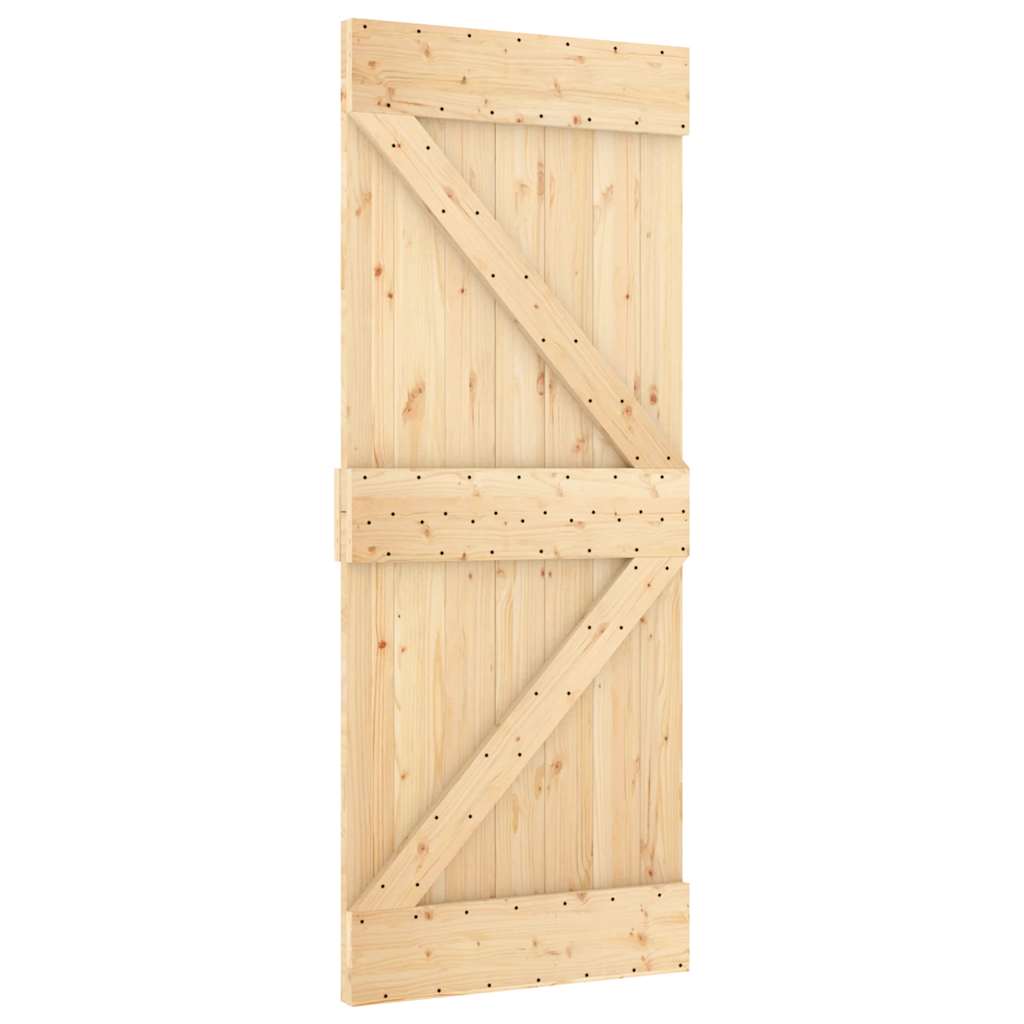 vidaXL Ușă glisantă cu set de feronerie 85x210 cm, lemn masiv de pin vidaXL Ușă glisantă cu set de feronerie 85x210 cm, lemn masiv de pin