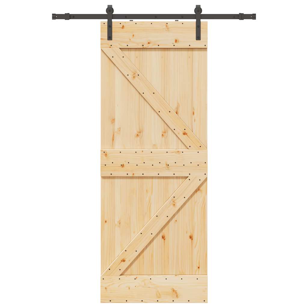vidaXL Ușă glisantă cu set de feronerie 80x210 cm, lemn masiv de pin vidaXL Ușă glisantă cu set de feronerie 80x210 cm, lemn masiv de pin