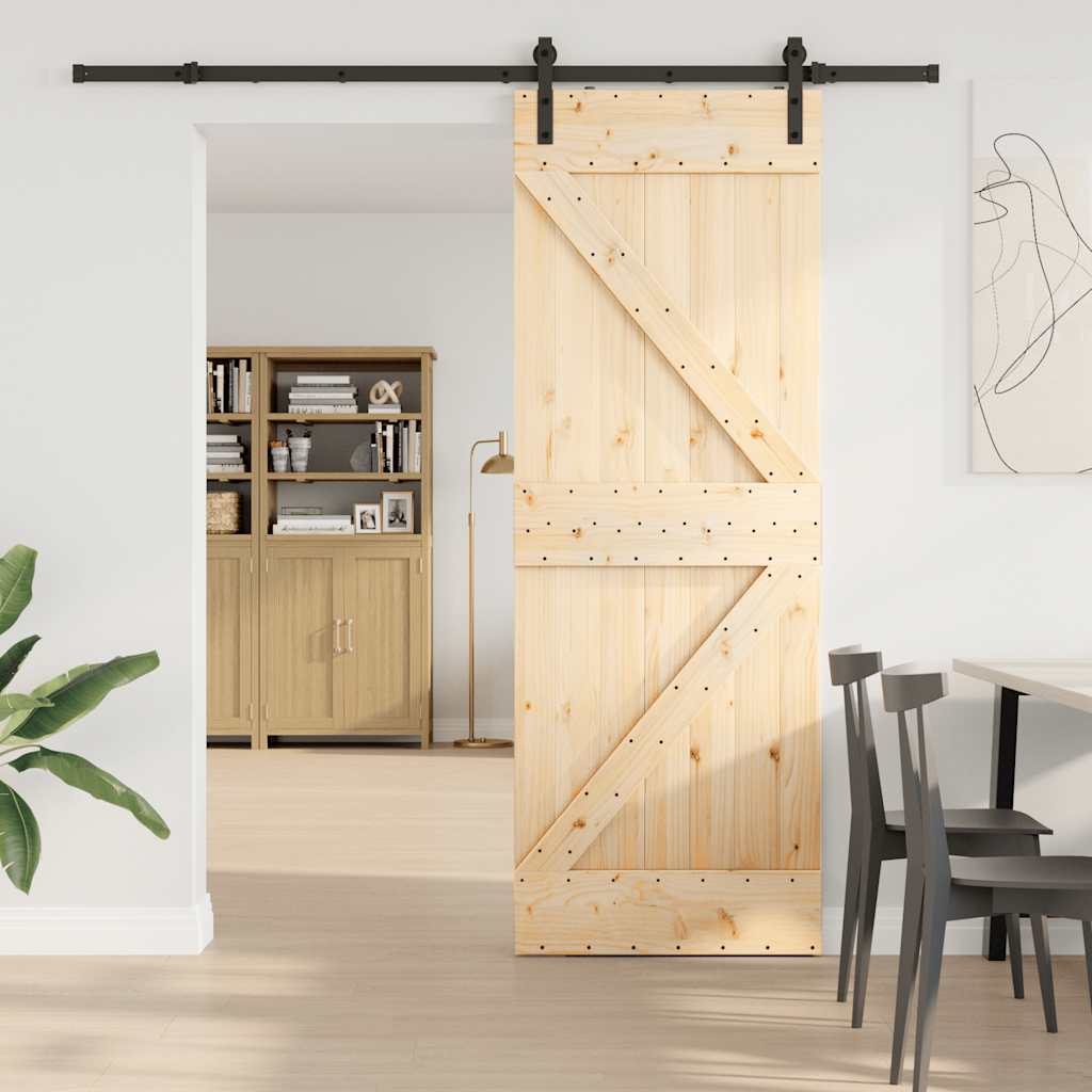 vidaXL Ușă glisantă cu set de feronerie 70x210 cm, lemn masiv de pin vidaXL Ușă glisantă cu set de feronerie 70x210 cm, lemn masiv de pin