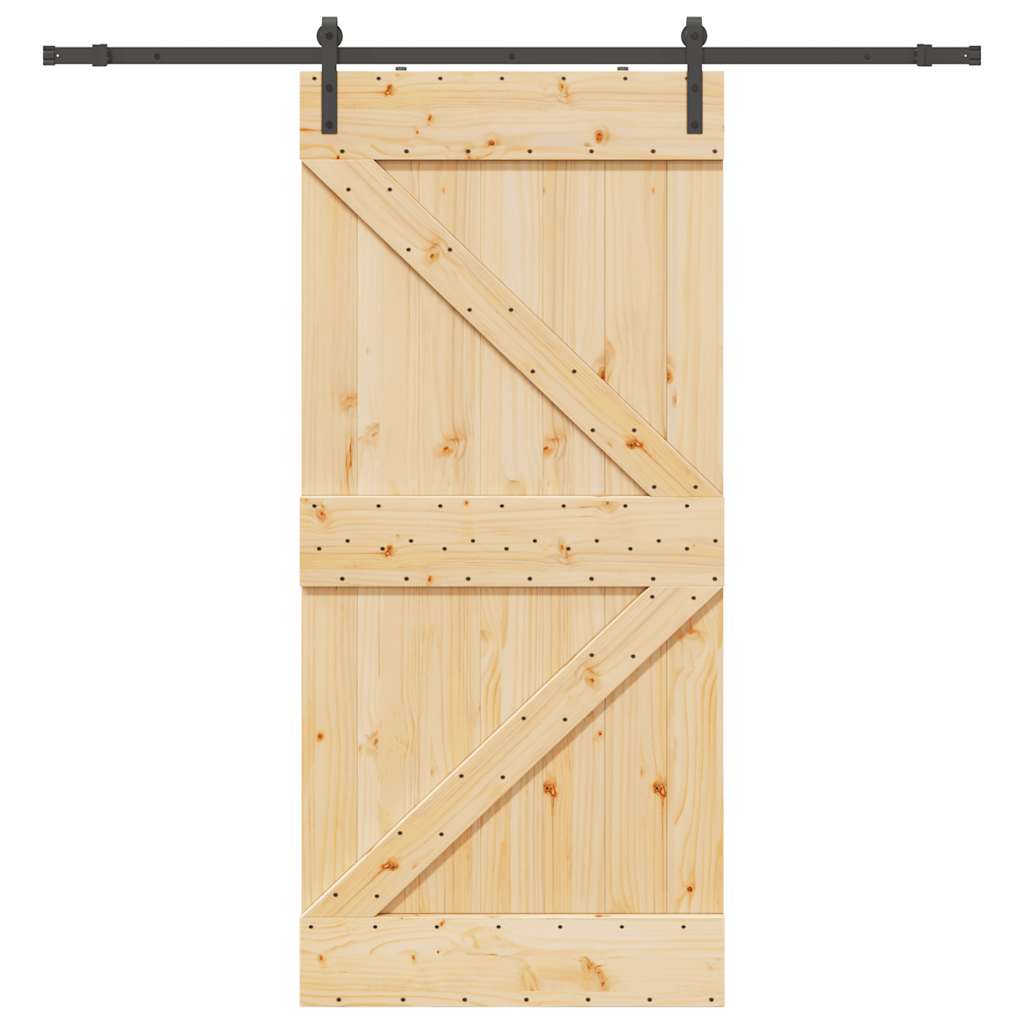 vidaXL Ușă glisantă cu set feronerie, 100x210 cm, lemn masiv de pin vidaXL Ușă glisantă cu set feronerie, 100x210 cm, lemn masiv de pin