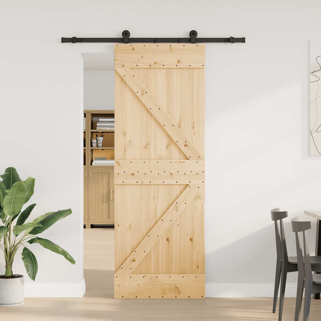 vidaXL Ușă glisantă cu set de feronerie 70x210 cm, lemn masiv de pin vidaXL Ușă glisantă cu set de feronerie 70x210 cm, lemn masiv de pin