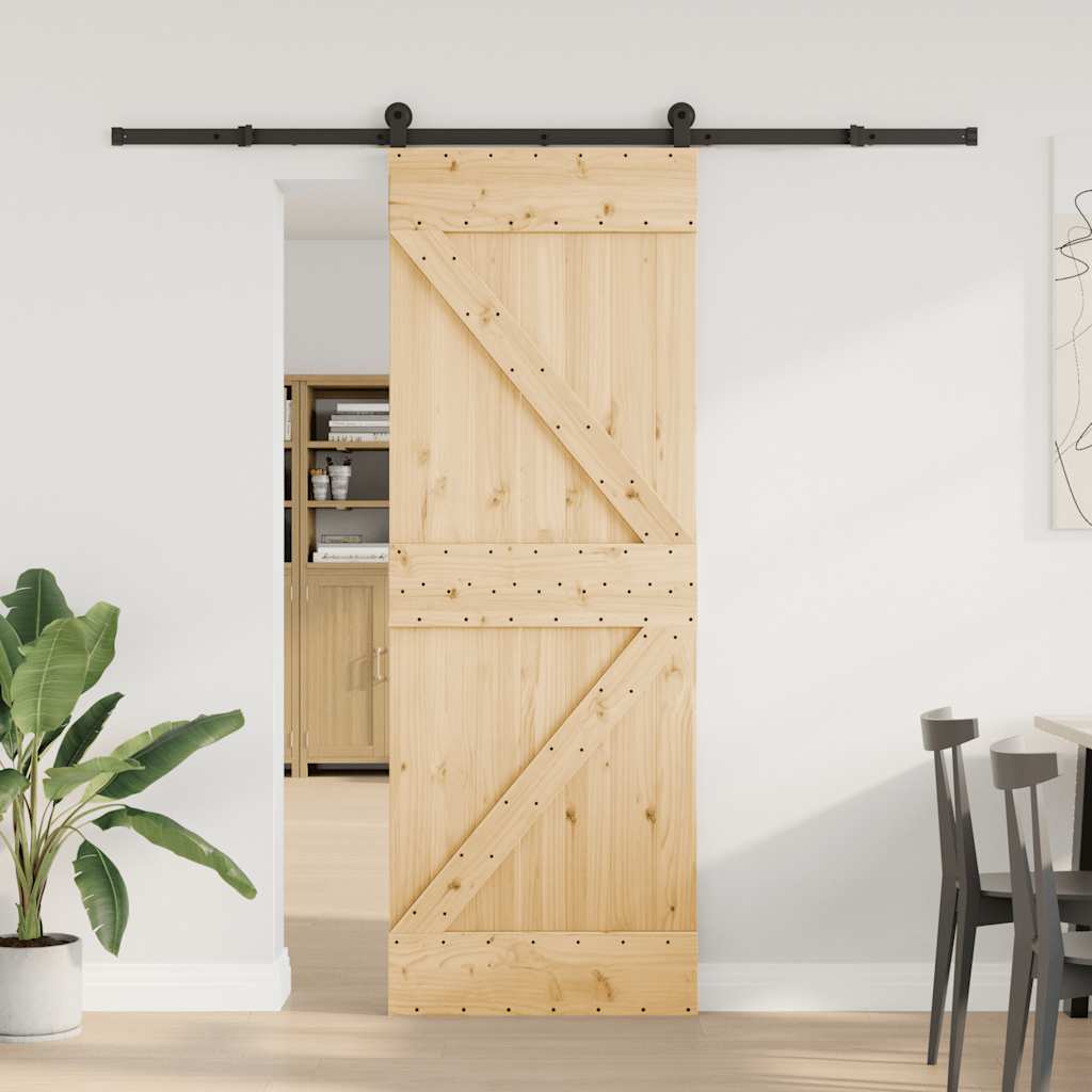 vidaXL Ușă glisantă cu set de feronerie 70x210 cm, lemn masiv de pin vidaXL Ușă glisantă cu set de feronerie 70x210 cm, lemn masiv de pin