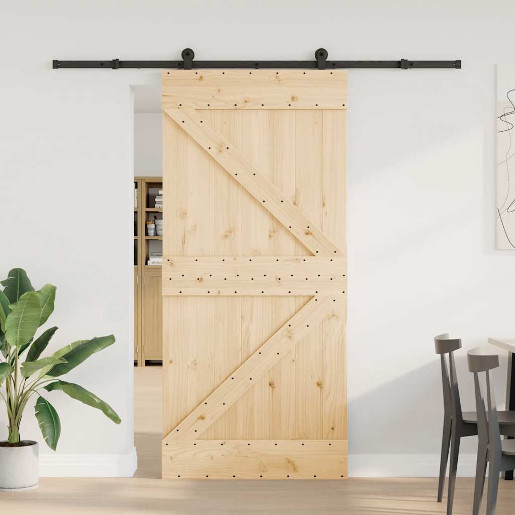 vidaXL Ușă glisantă cu set de feronerie 95x210 cm, lemn masiv de pin vidaXL Ușă glisantă cu set de feronerie 95x210 cm, lemn masiv de pin