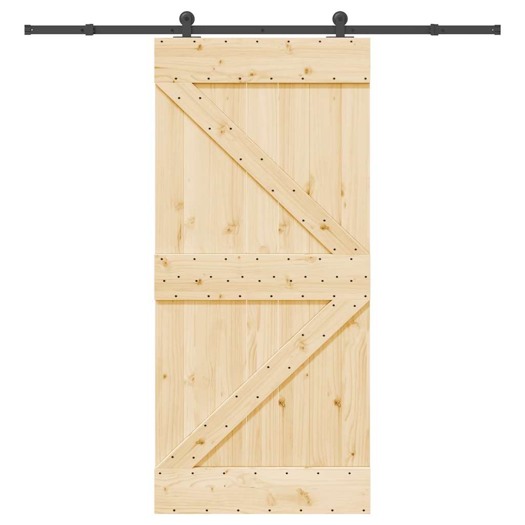 vidaXL Ușă glisantă cu set de feronerie 95x210 cm, lemn masiv de pin vidaXL Ușă glisantă cu set de feronerie 95x210 cm, lemn masiv de pin