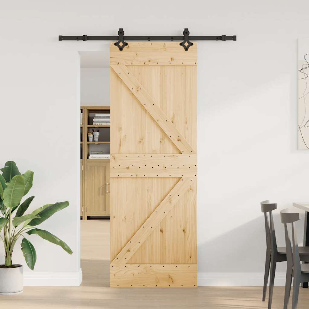 vidaXL Ușă glisantă cu set de feronerie 70x210 cm, lemn masiv de pin vidaXL Ușă glisantă cu set de feronerie 70x210 cm, lemn masiv de pin