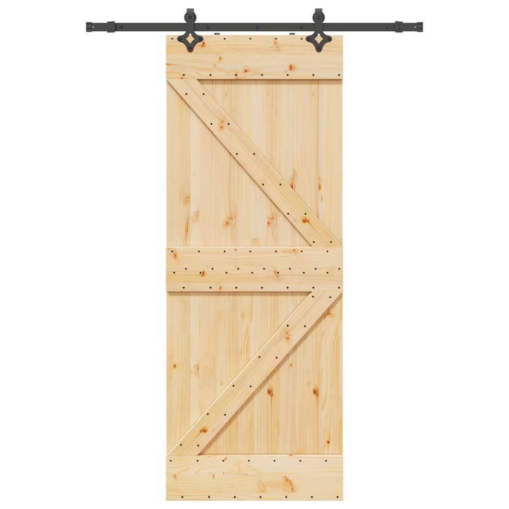 vidaXL Ușă glisantă cu set de feronerie 80x210 cm, lemn masiv de pin vidaXL Ușă glisantă cu set de feronerie 80x210 cm, lemn masiv de pin