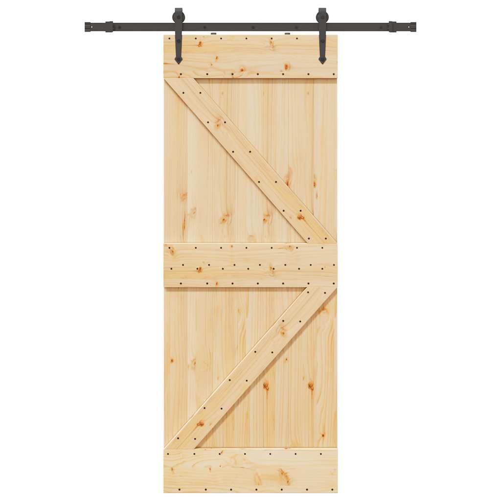 vidaXL Ușă glisantă cu set de feronerie 80x210 cm, lemn masiv de pin vidaXL Ușă glisantă cu set de feronerie 80x210 cm, lemn masiv de pin