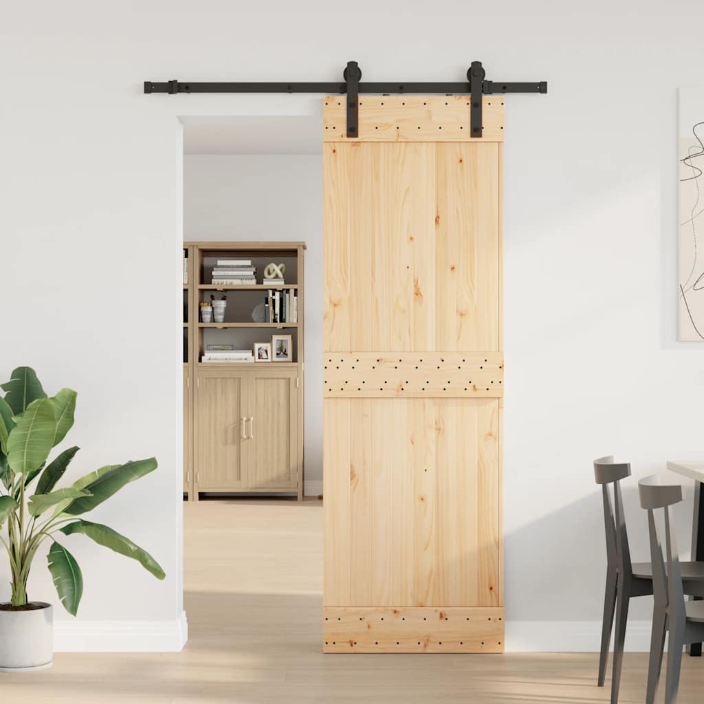 vidaXL Ușă glisantă cu set de feronerie 70x210 cm, lemn masiv de pin vidaXL Ușă glisantă cu set de feronerie 70x210 cm, lemn masiv de pin